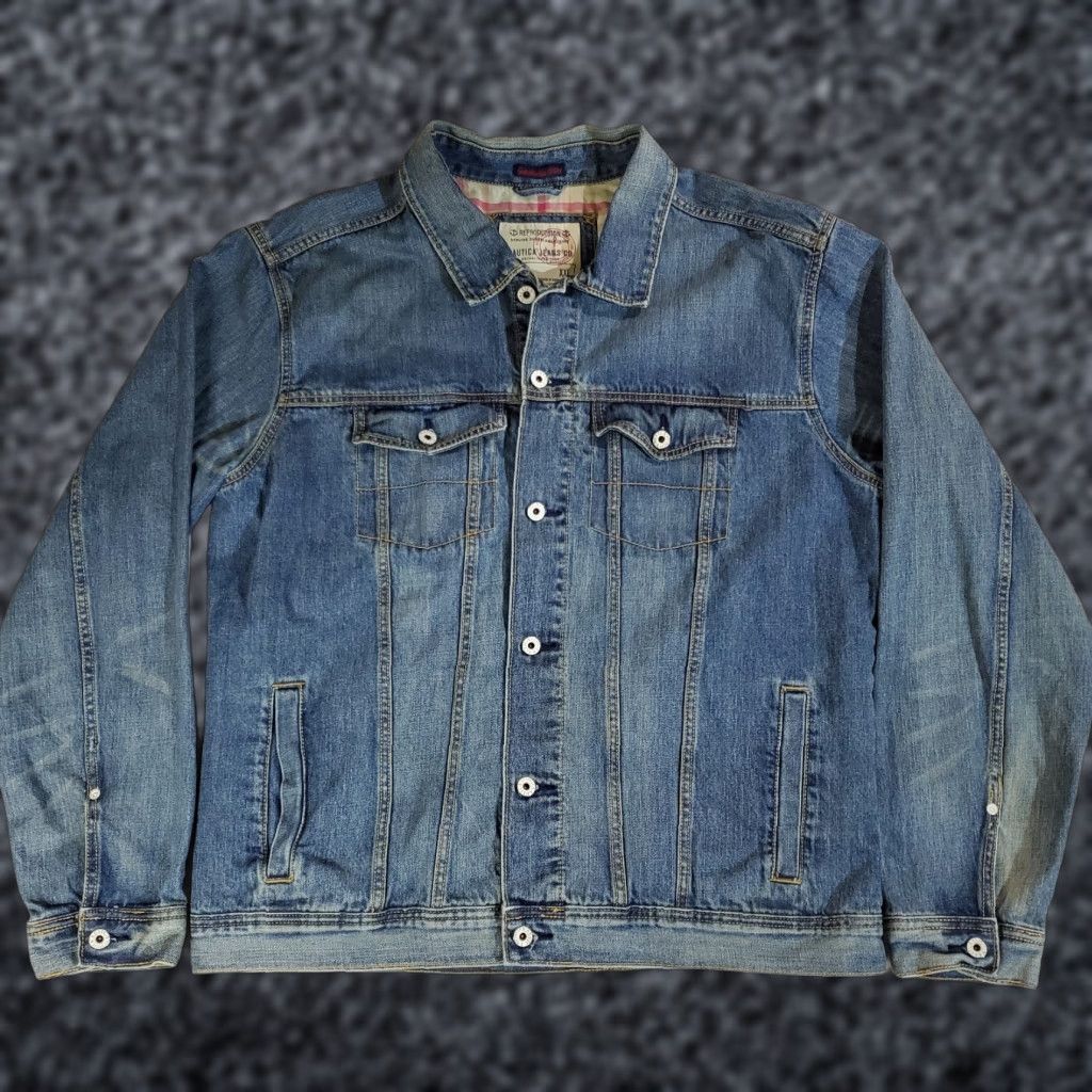 Nautica VINTAGE Nautica Denim Trucker Jacket Plaid Flannel Lined Mens 2XL Distressed Jacket Size US XXL / EU 58 / 5 - 1 Thumbnail