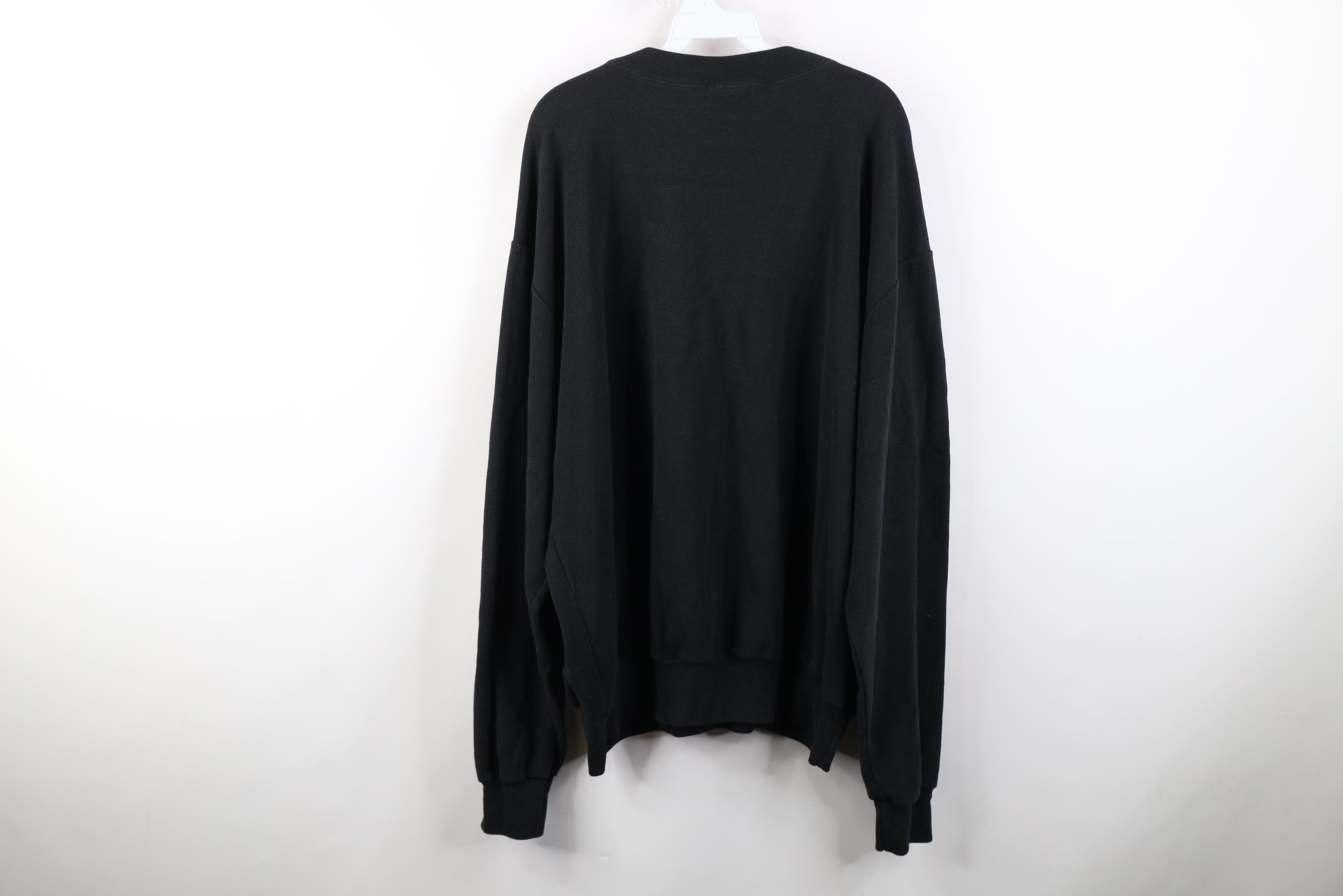 Vintage Vintage 90s Streetwear Thermal Knit Sweatshirt Black USA Size US XXL / EU 58 / 5 - 12 Thumbnail
