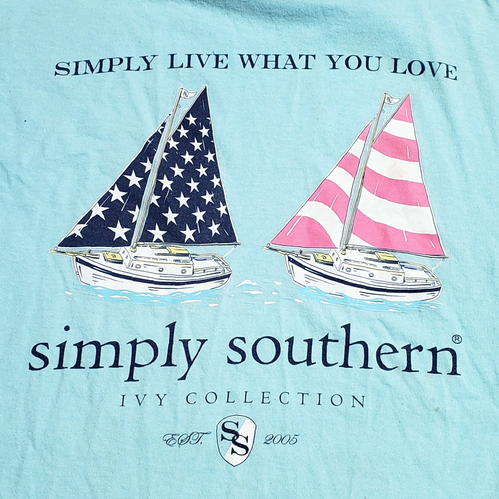 Vintage Simply Southern Shirt Blue Teal "Live What You Love" Graphic Tee Womens M Medium Size M / US 6-8 / IT 42-44 - 2 Thumbnail