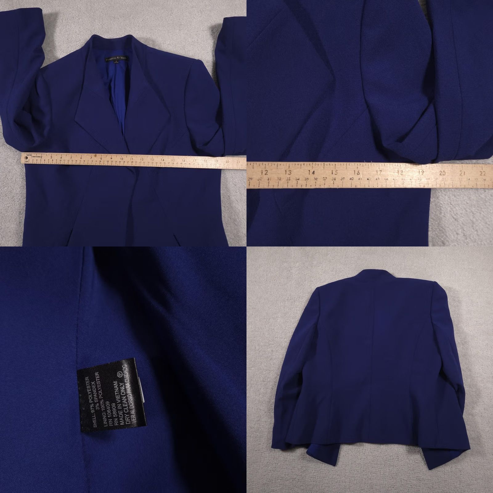 Preston & York Preston & York Blazer Womens 14 Blue Poly Spandex Fully Lined Hook Closure Pockets Career Suit Jacket Blazer Women Bespoke Tailored Size XL / US 12-14 / IT 48-50 - 9 Thumbnail