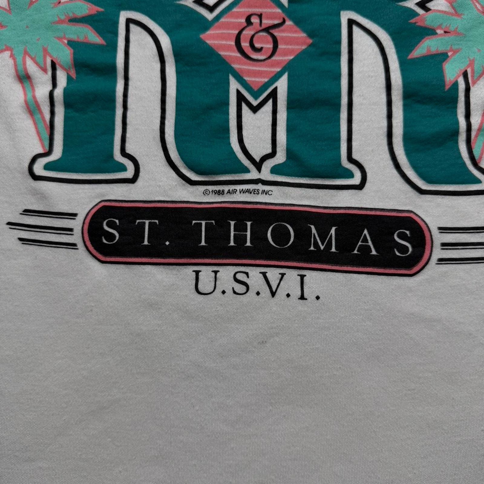 Vintage Vintage 80’s St.Thomas Rock & Relax Graphic Ringer T-shirt Size US M / EU 48-50 / 2 - 3 Thumbnail