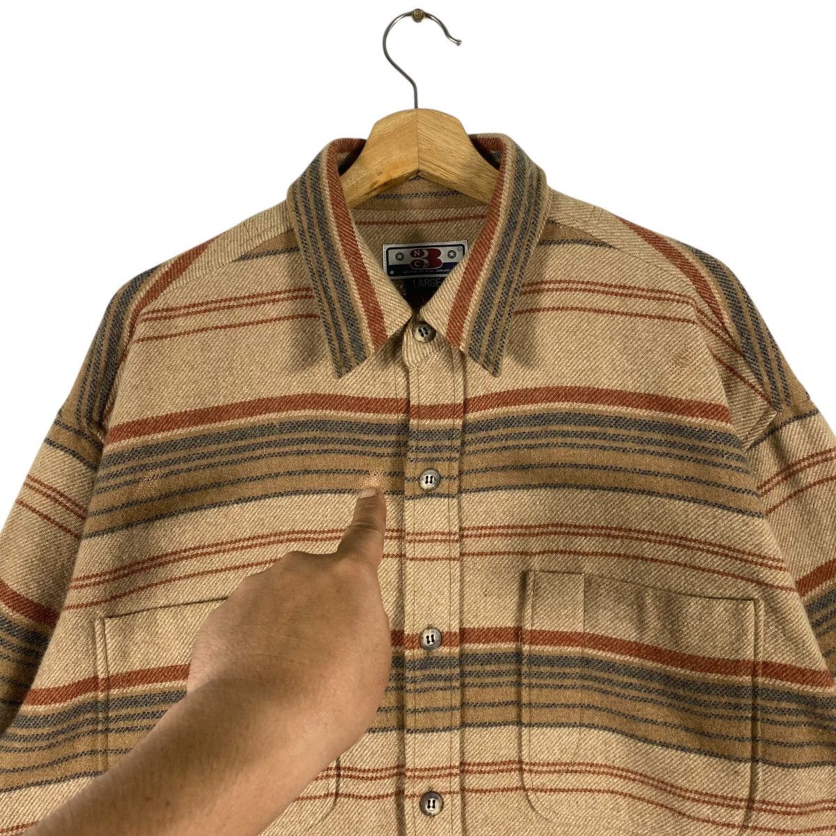 Designer × Nigel Cabourn × Vintage Vintage 90s Nigel Cabourn Wool Stripe Button Shirt L Size Size US L / EU 52-54 / 3 - 8 Thumbnail