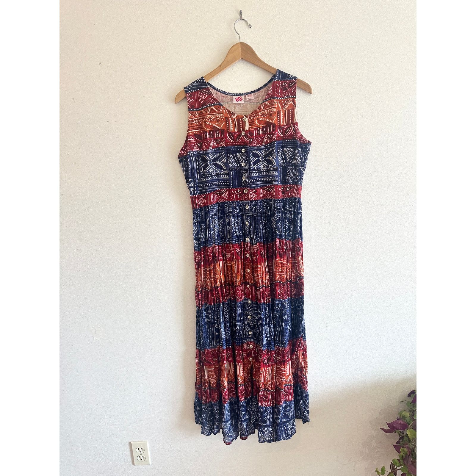 Vintage 90’s No Boundaries Boho Cotton Midi Dress Size L / US 10 / IT 46 - 7 Thumbnail