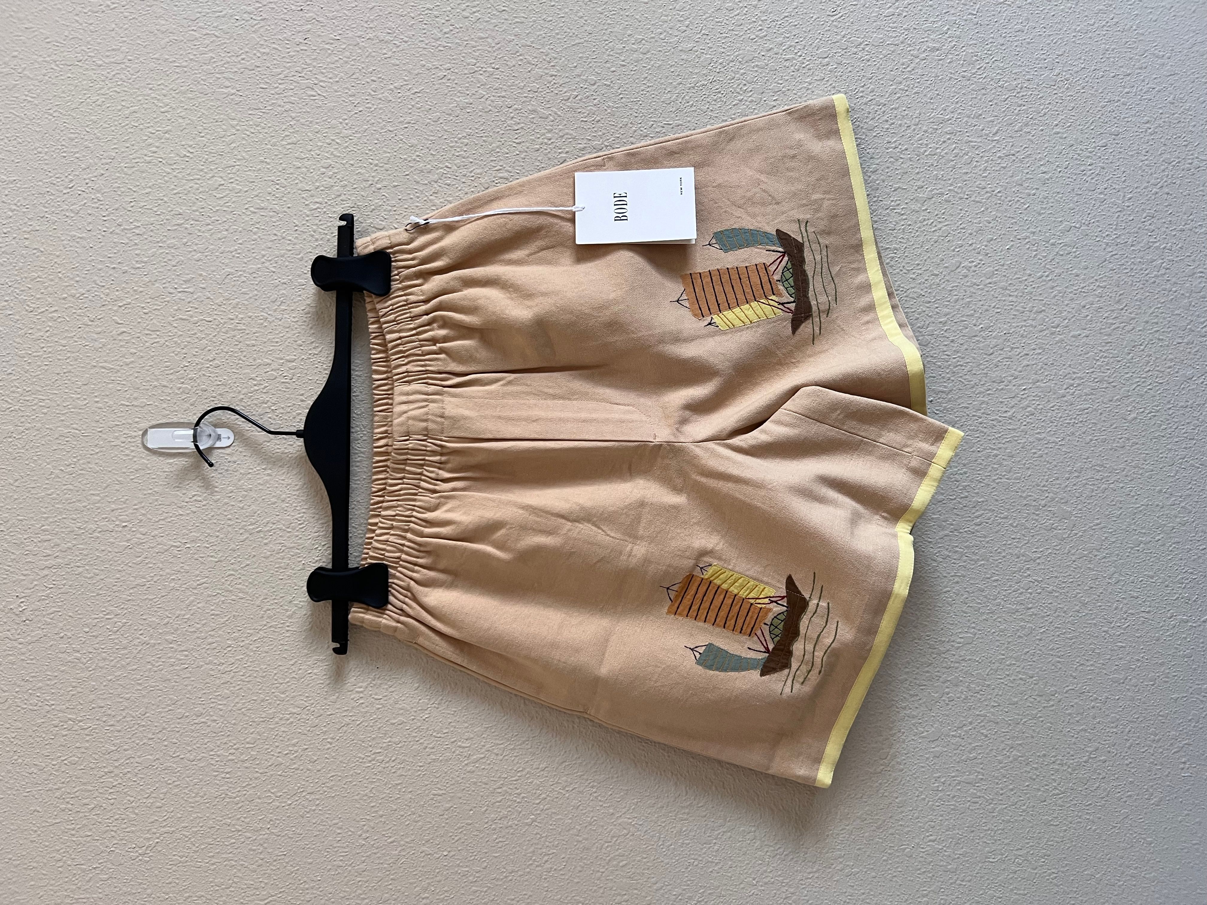 Pre-owned Bode Ship Applique Shorts In Tan