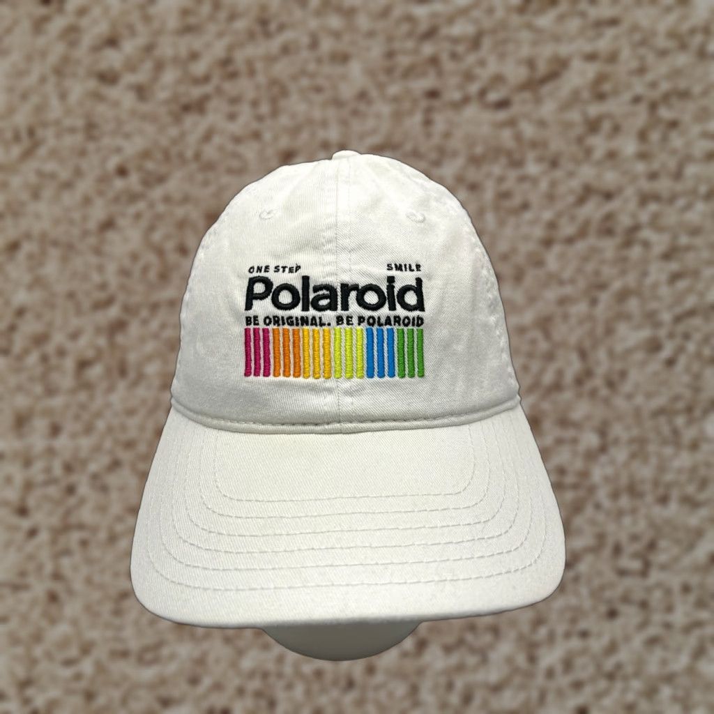 Polaroid Polaroid Hat Cap Strap Back Adult One Size White 100% Cotton Camera Engine Made Size ONE SIZE - 1 Thumbnail