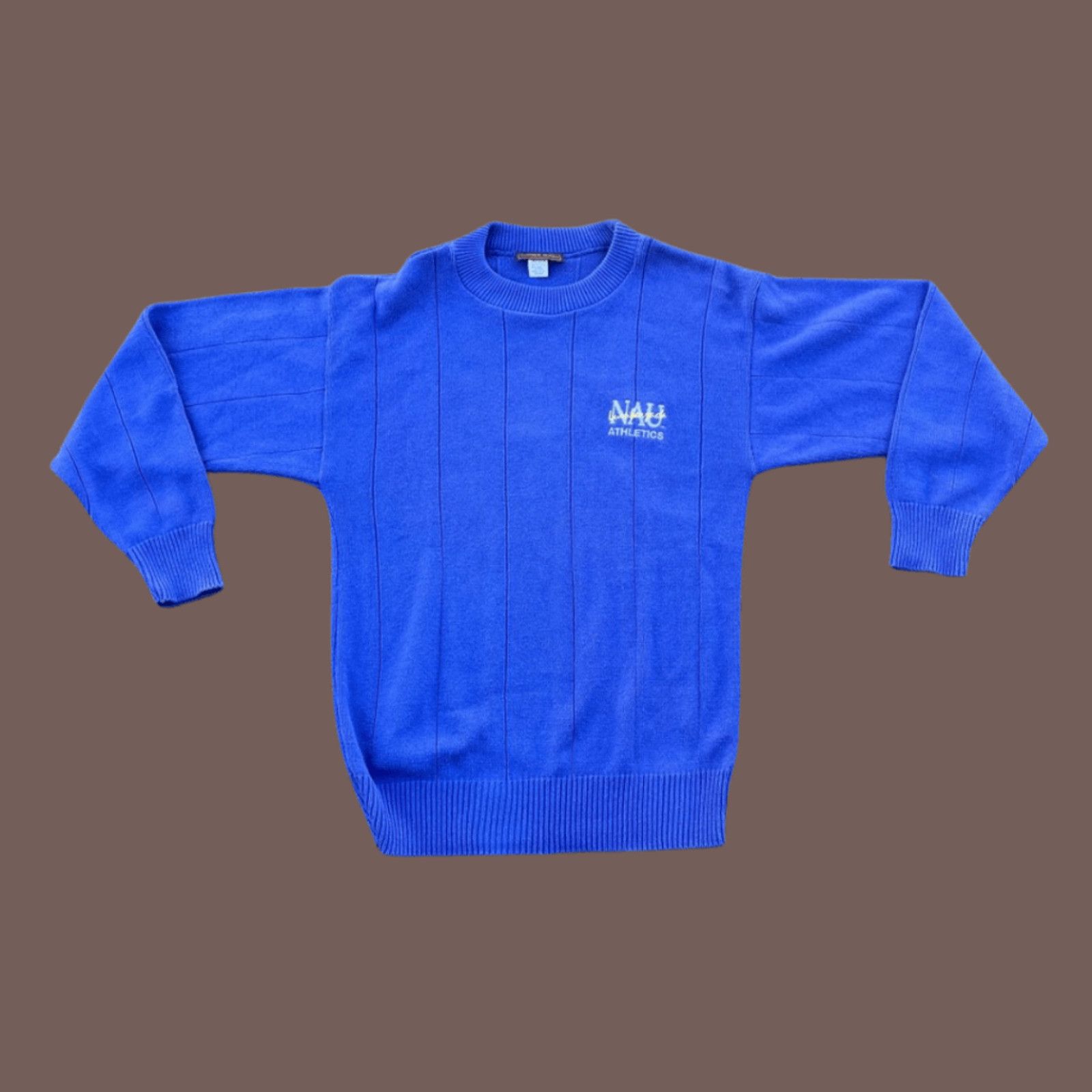 Vintage VTG Knit Sweater | Andrew Rohan NAU Blue | 90s Campus Style Size US S / EU 44-46 / 1 - 1 Thumbnail