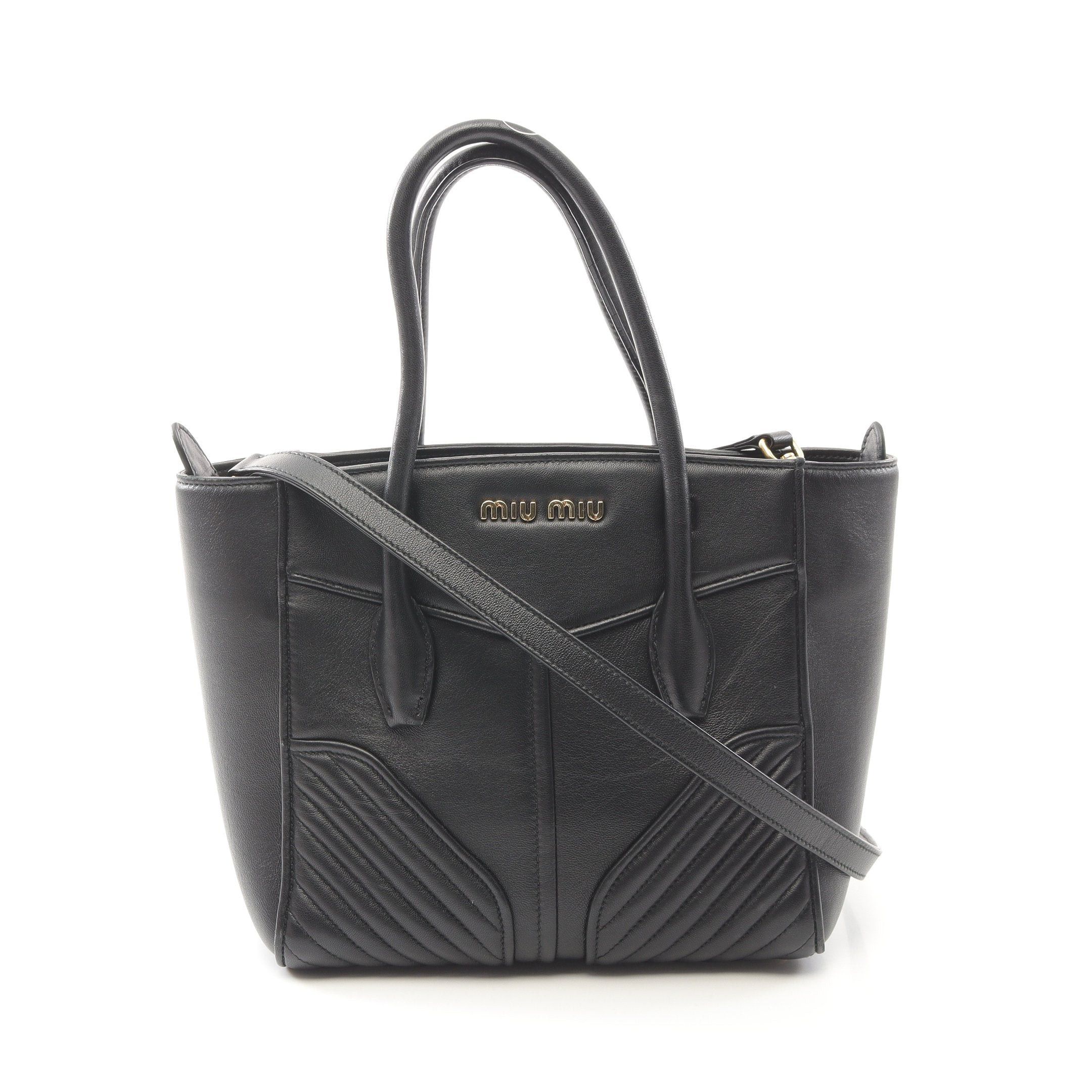 Miu Miu Miu Miu Nappa Biker Handbag Leather Black Size ONE SIZE - 1 Thumbnail