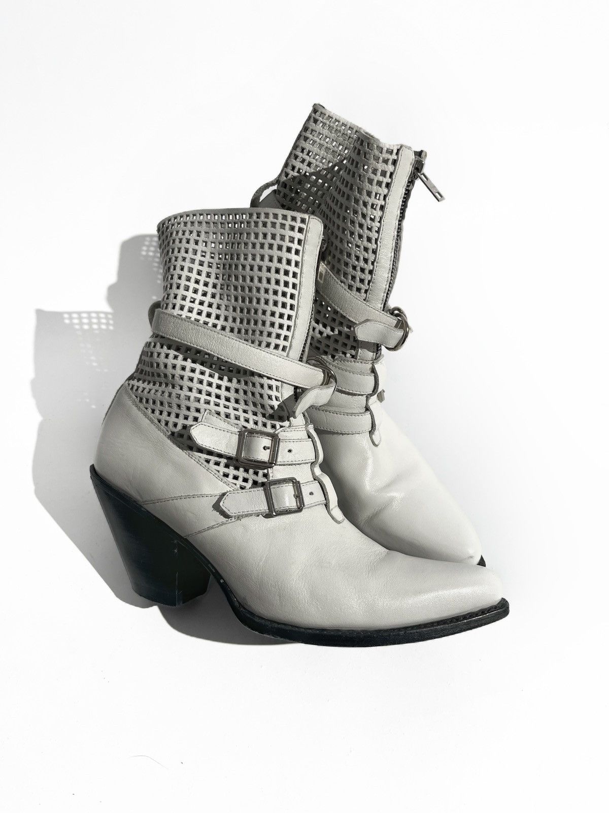 Celine SS19 Celine White Perforated Berlin 60mm Boots Hedi Slimane Size US 9 / IT 39 - 2 Thumbnail