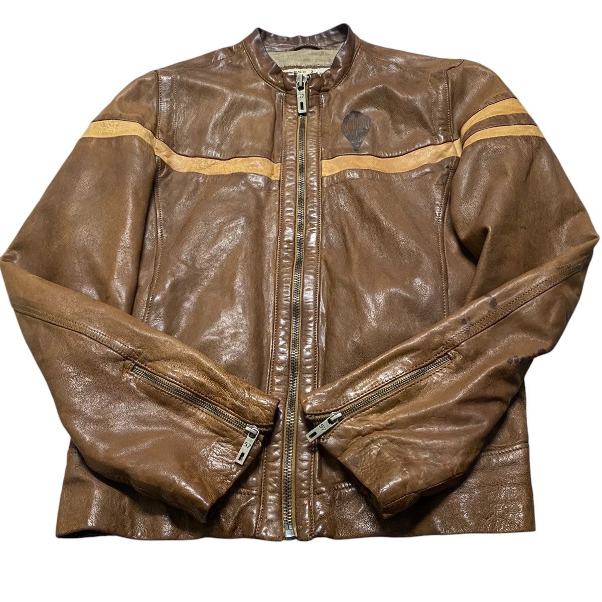 Chevignon Vintage Chevignon Leather Jacket Cafe Racer Brown Patina Size US L / EU 52-54 / 3 - 3 Thumbnail