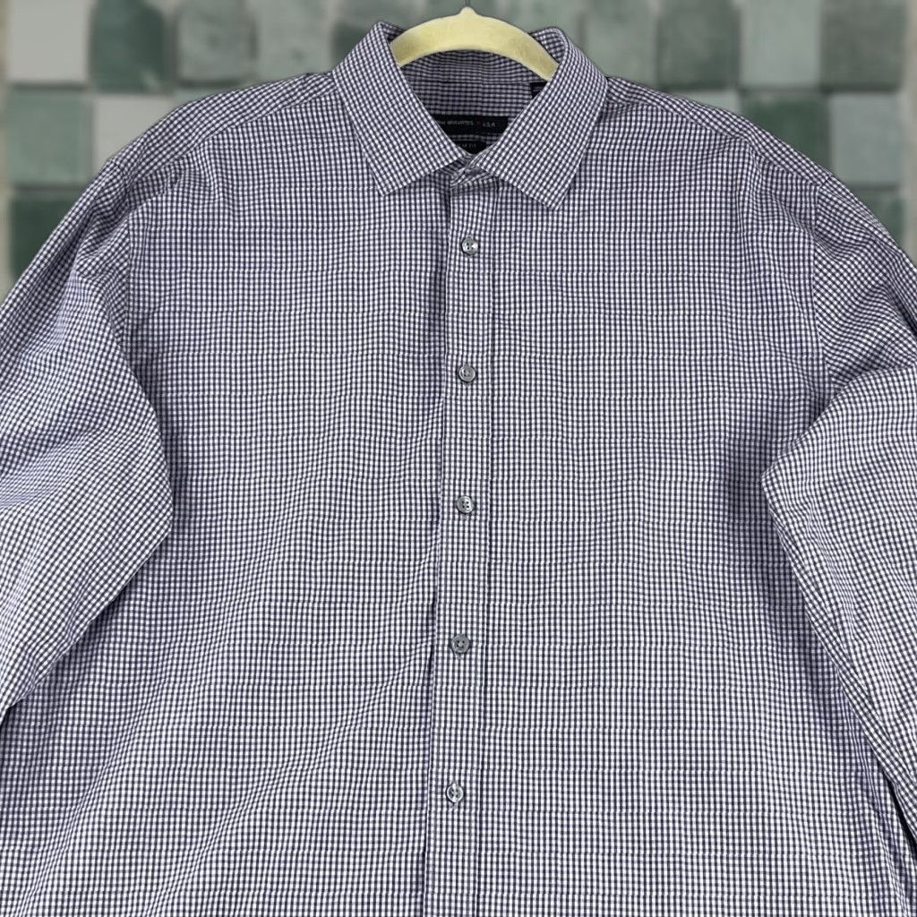 John Varvatos John Varvatos Gray Plaid Dress Shirt Mens Size XL Long Sleeve Cotton Regular Fit Size 46R - 1 Thumbnail