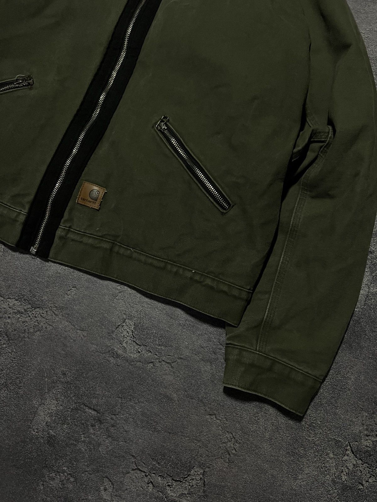 Carhartt Vintage 90s Carhartt Olive Detroit Jacket Streetwear Faded Size US L / EU 52-54 / 3 - 2 Thumbnail
