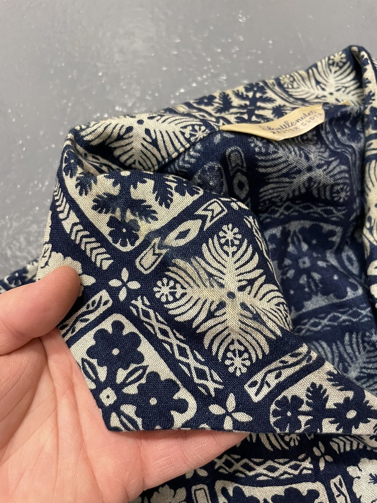 Shuttle Notes Master Cloth Indigo Floral Block Print Shirt Camp Collar Size US L / EU 52-54 / 3 - 5 Thumbnail