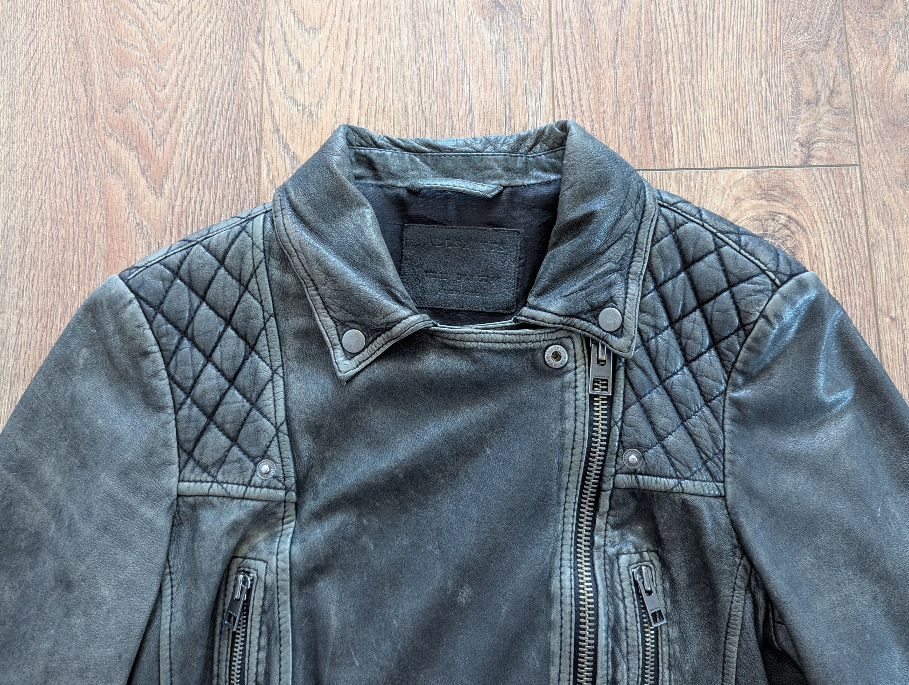 Allsaints × Leather ALLSAINTS Cargo Biker Leather Jacket With Scuffs Motorcycle Size M / US 6-8 / IT 42-44 - 10 Thumbnail