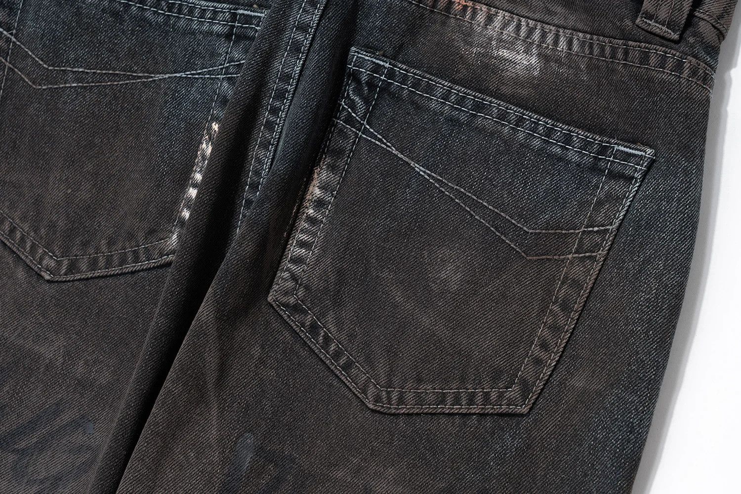 Japanese Brand × Jean × Vintage Faded Mud Dyed Hand-painted Baggy Jeans Size US 35 - 5 Thumbnail