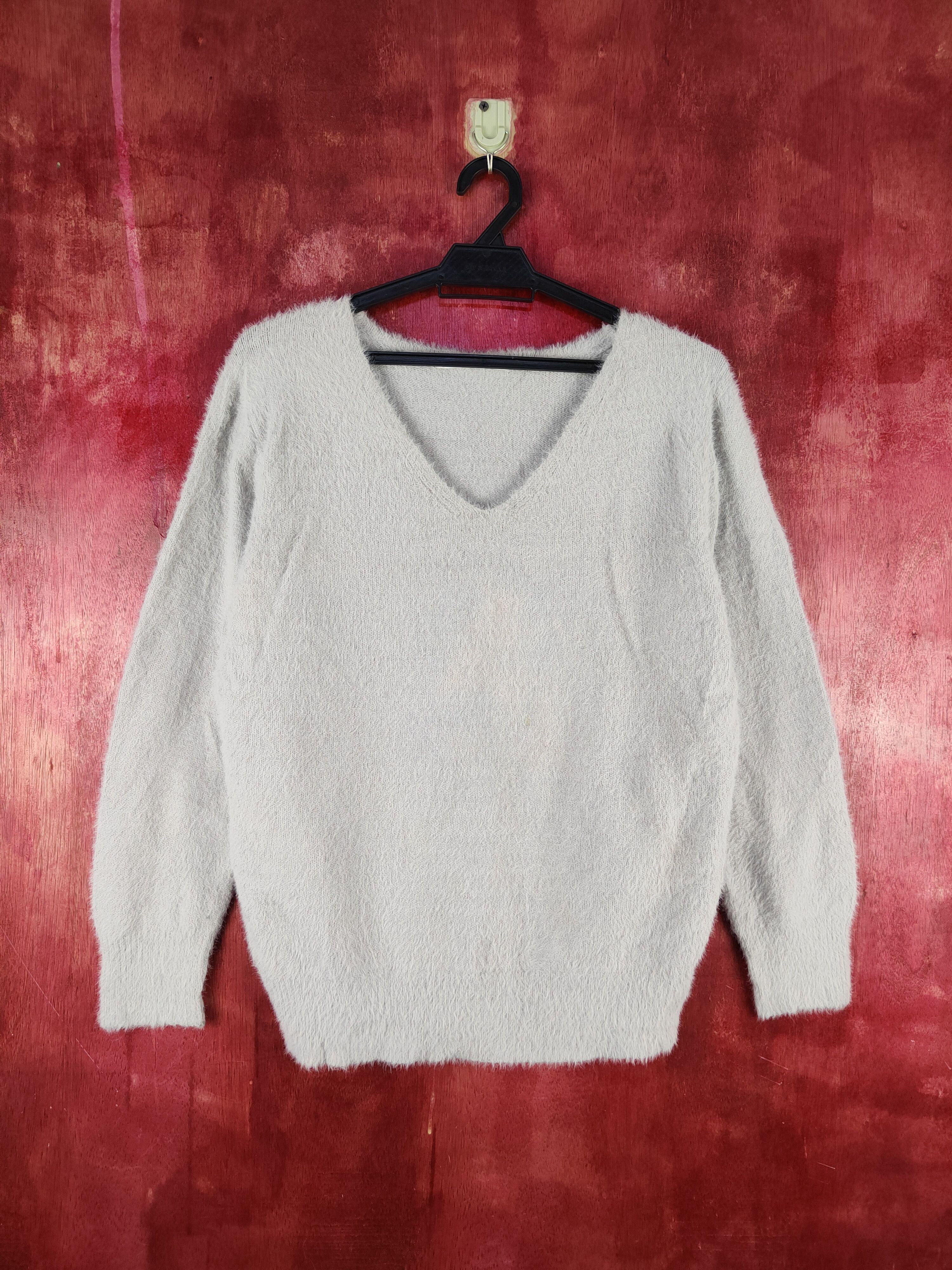 image of Homespun Knitwear x Vintage Ikka Gray Shag Shaggy Fur Mohair Knitwear S2092 in Grey, Women's (Size 