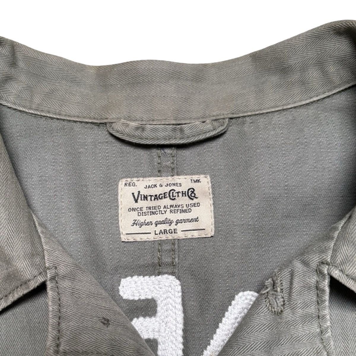 Jack & Jones Jack & Jones Olive Green Work Jacket HBT Chain Stitch Fade L Size US L / EU 52-54 / 3 - 3 Thumbnail