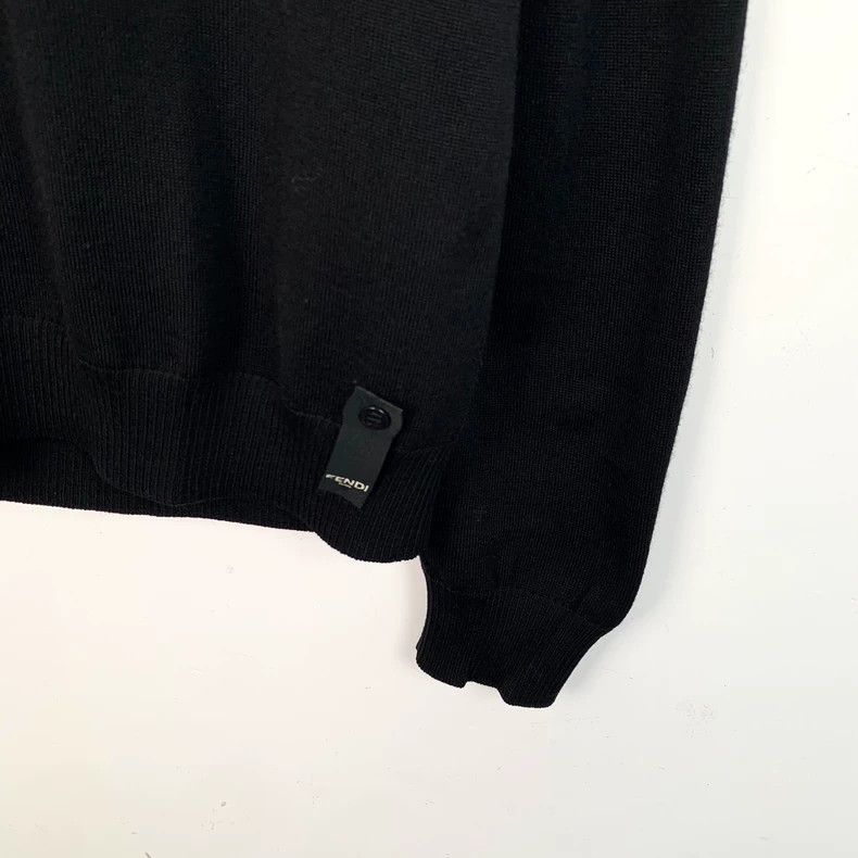Fendi FENDI Black logo letter embroidered high-neck wool long-sl Size 24" / US 00 / IT 34 - 4 Thumbnail