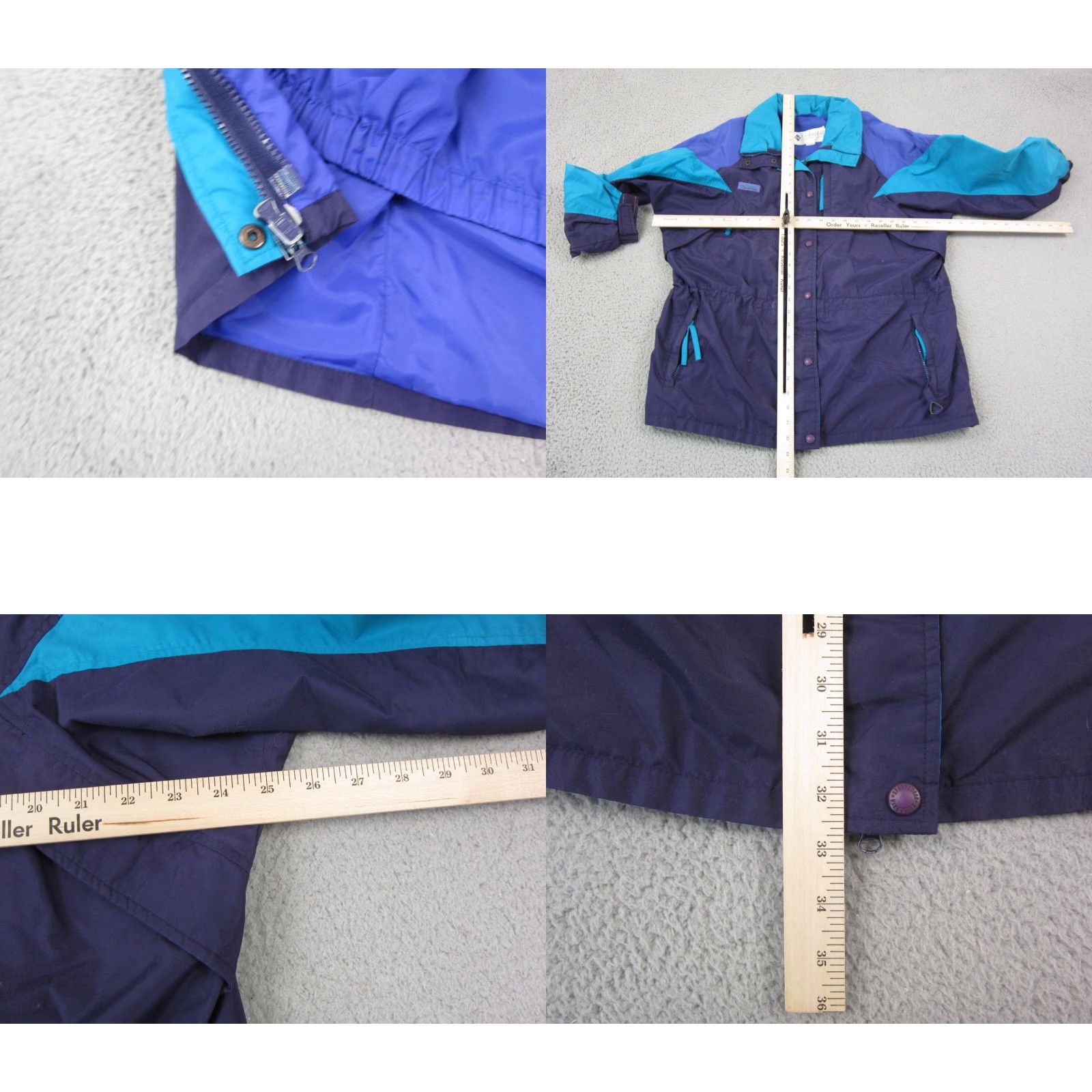 Vintage VINTAGE Columbia Jacket Womens Large Purple Blue Windbreaker 90s Zip Hooded All Seasons Full Zip Inner Pockets Men? Women? (adjusted) Size L / US 10 / IT 46 - 8 Thumbnail