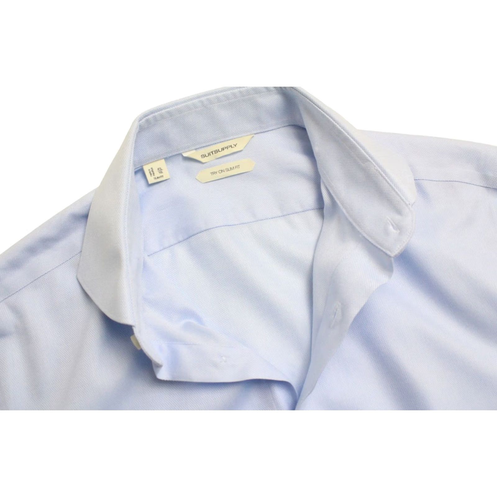 Suitsupply Suitsupply Shirt Mens 41L / 16L Blue Try Slim Fit Formal Men Button Size 42R - 4 Thumbnail