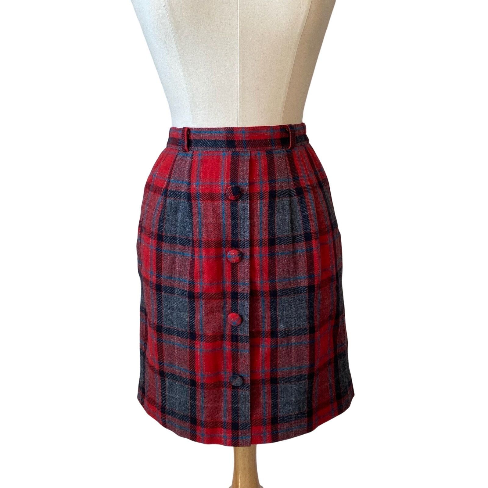 Other vintage 80s red plaid pin up skirt Size 28" / US 6 / IT 42 - 2 Thumbnail
