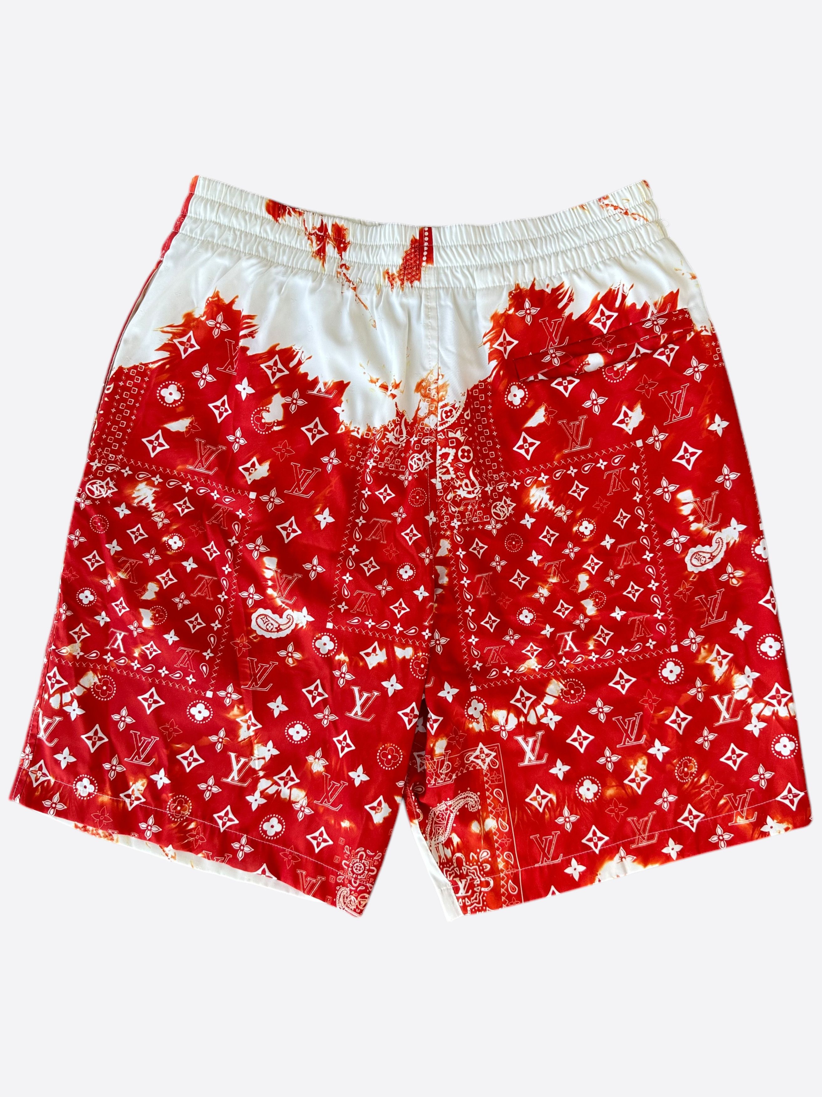 Louis Vuitton Louis Vuitton Red Bleached Bandana Monogram Swim Shorts Size US 30 / EU 46 - 2 Thumbnail