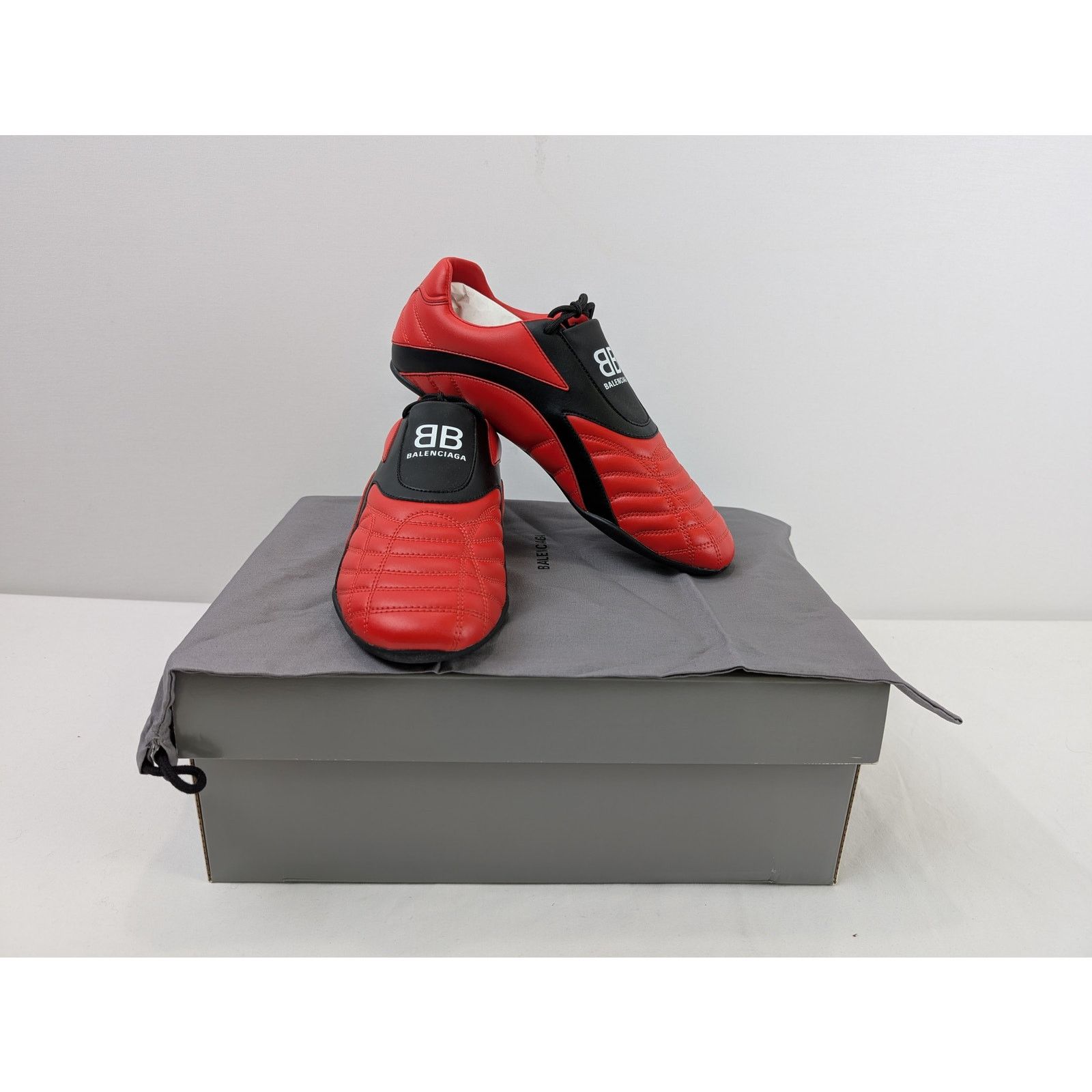 Balenciaga o1rshd1 Matt Leather Free Material Zen Sneaker in Red/Black Size US 9 / EU 42 - 20 Thumbnail