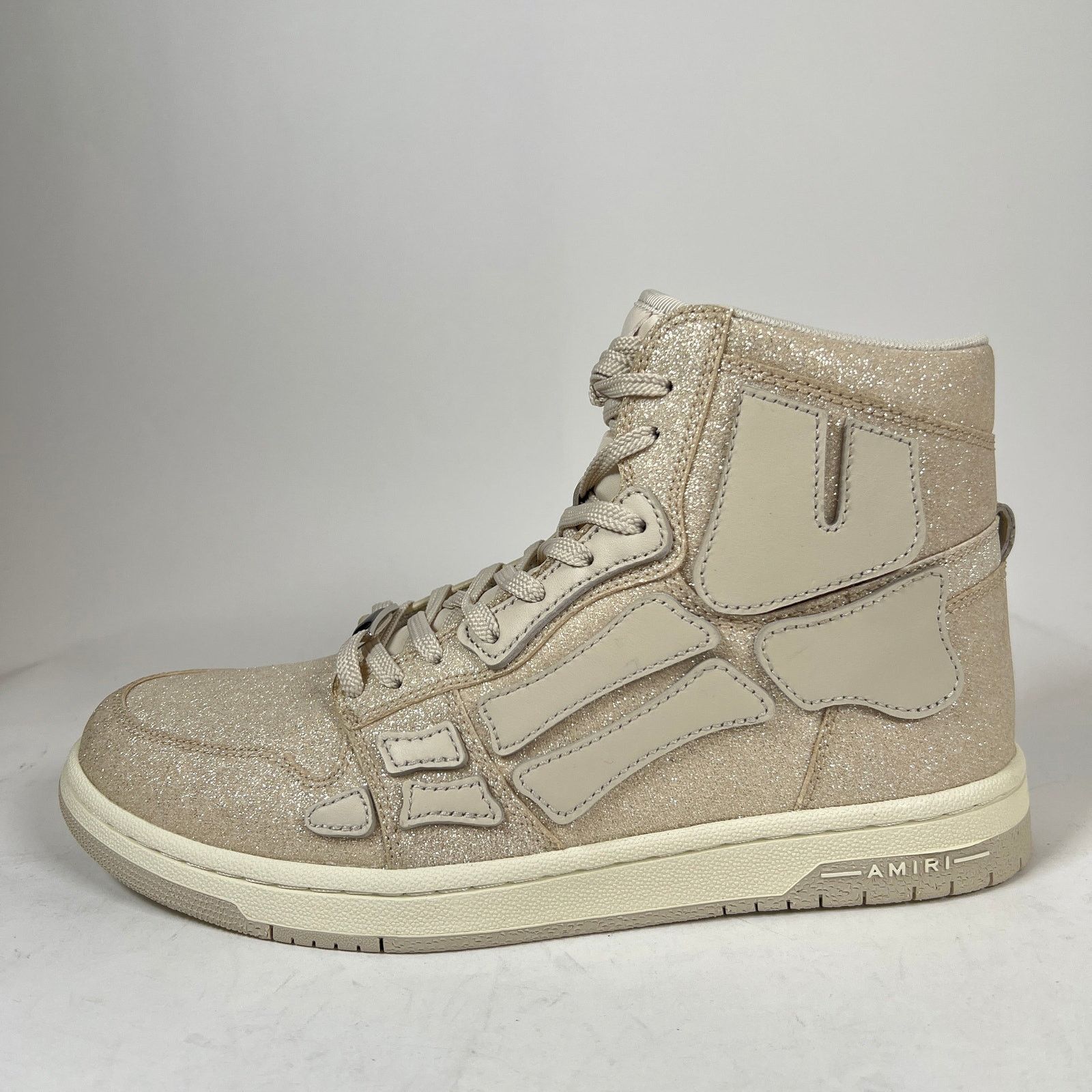 Amiri Amiri Beige Glitter Skel Hi-Top Sneaker Size 42 Size US 9 / EU 42 - 3 Thumbnail
