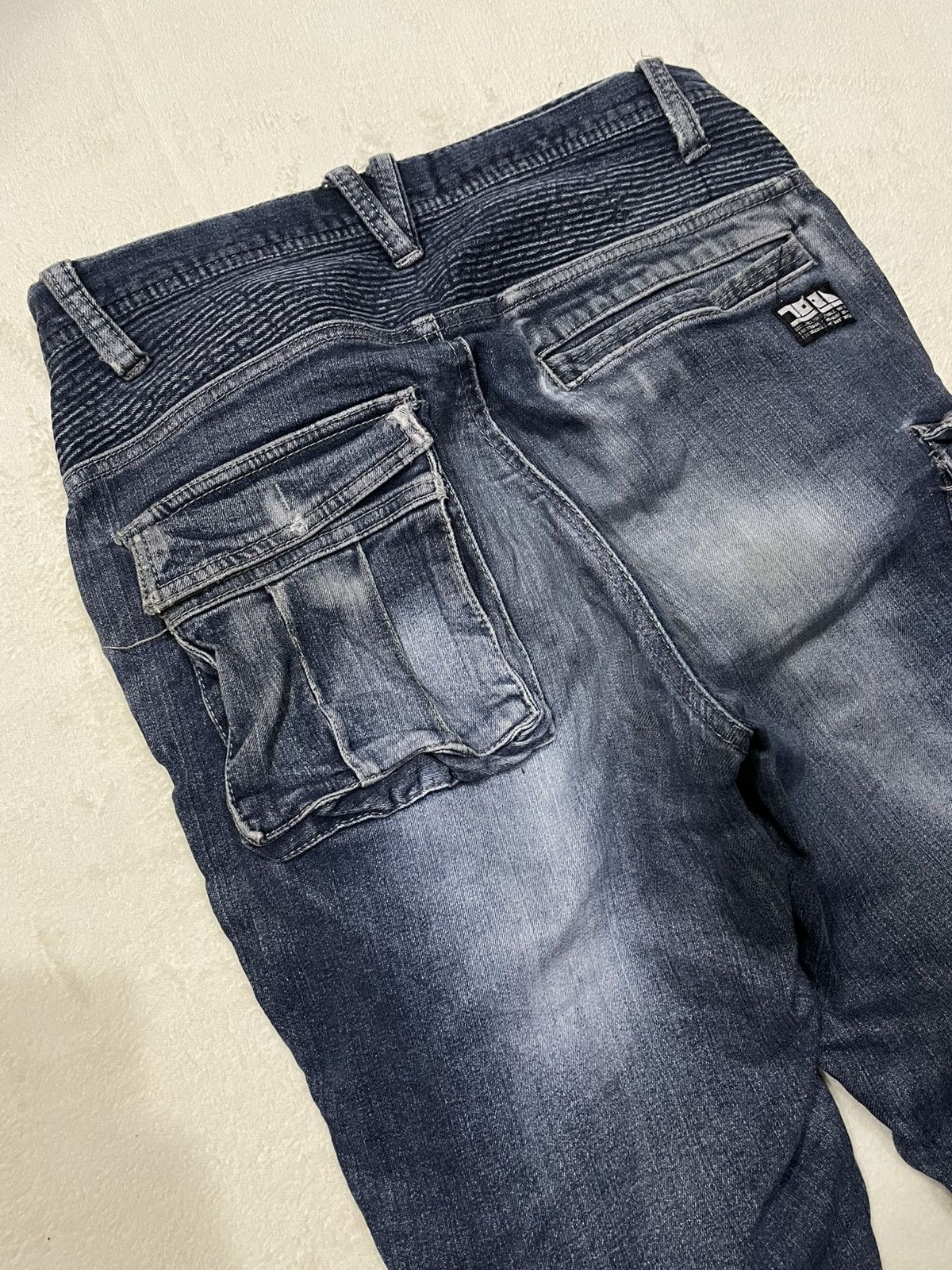 Japanese Brand Vintage TORA Distress Faded Dark Blue Denim Jeans Size US 31 - 16 Thumbnail