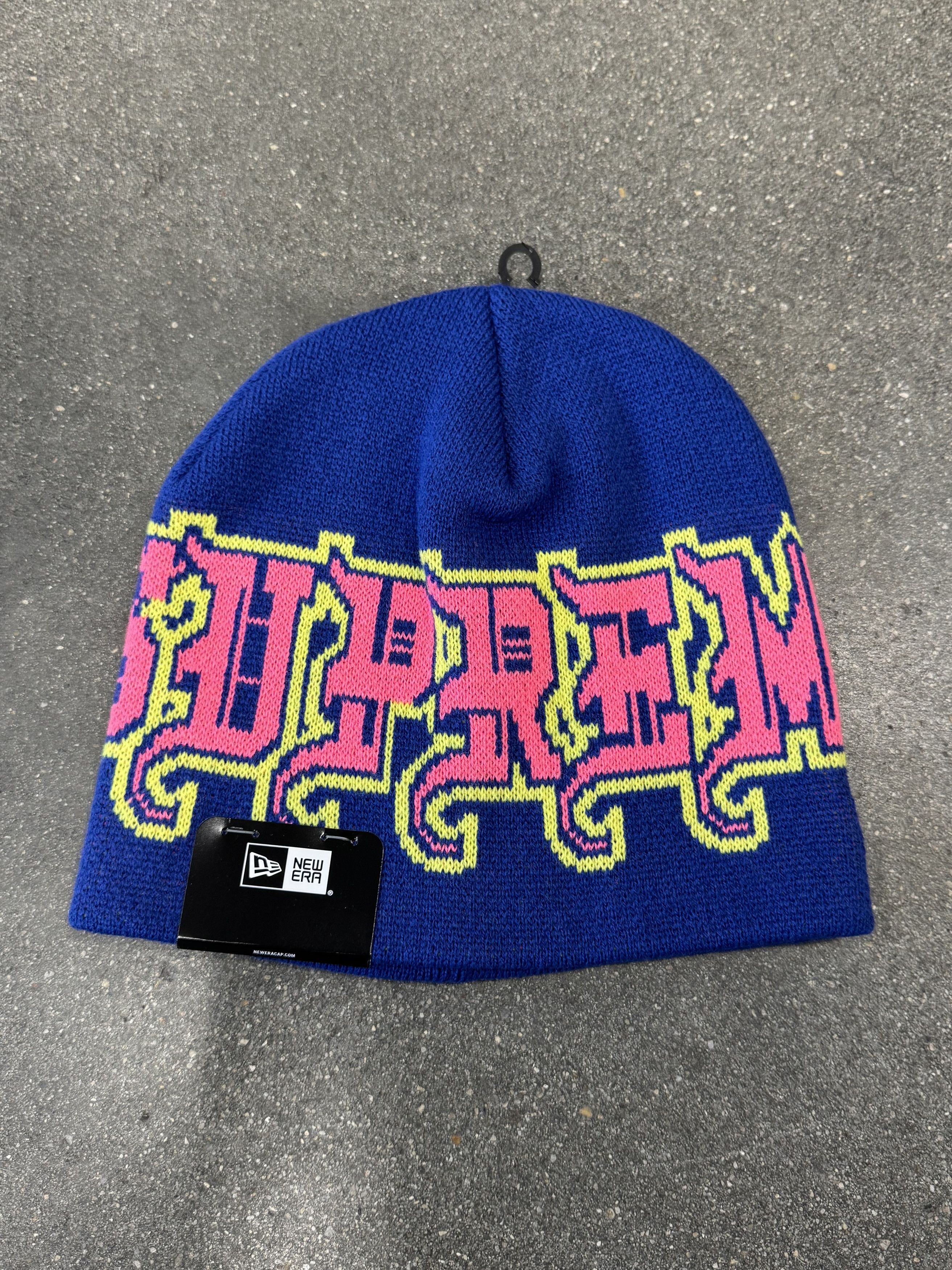 New Era × Supreme Supreme New Era Script Beanie Navy Blue | Grailed