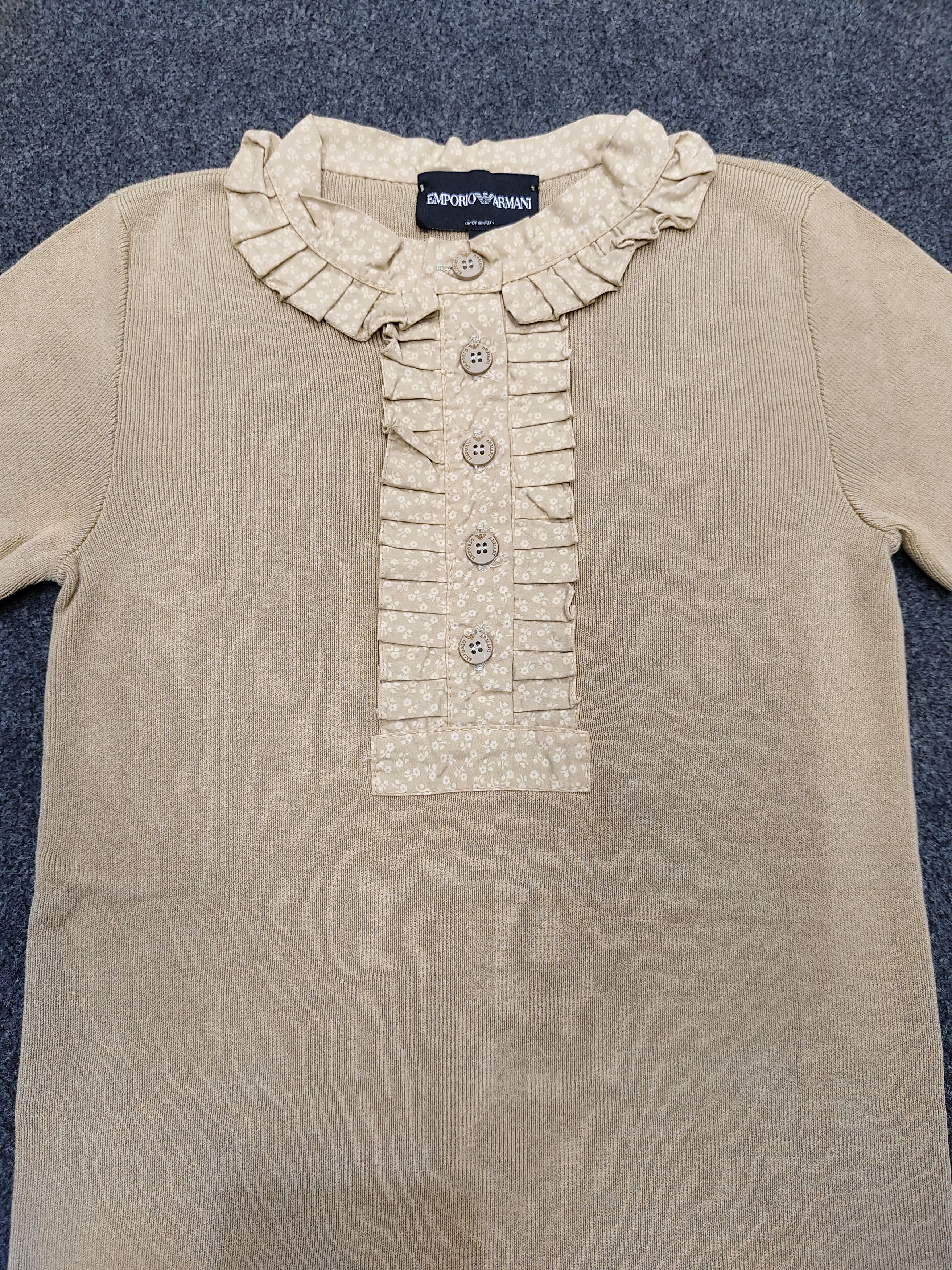 Emporio Armani 00s Emporio Armani-Victorian Inspired Ribbed Knit Ruffle Top Size S / US 4 / IT 40 - 6 Thumbnail
