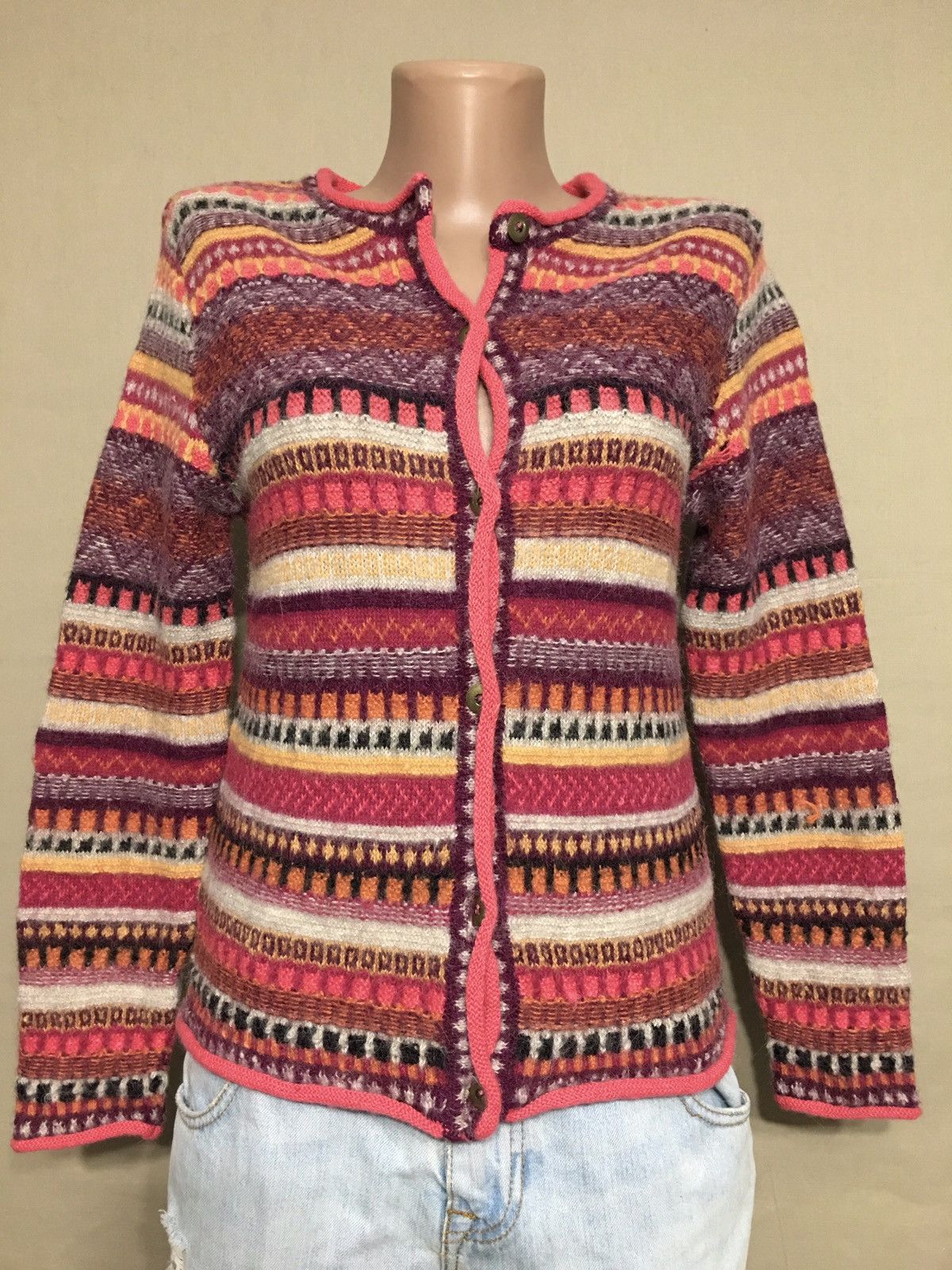 KUNA Peru Alpaca Cardigan Sweater Size S