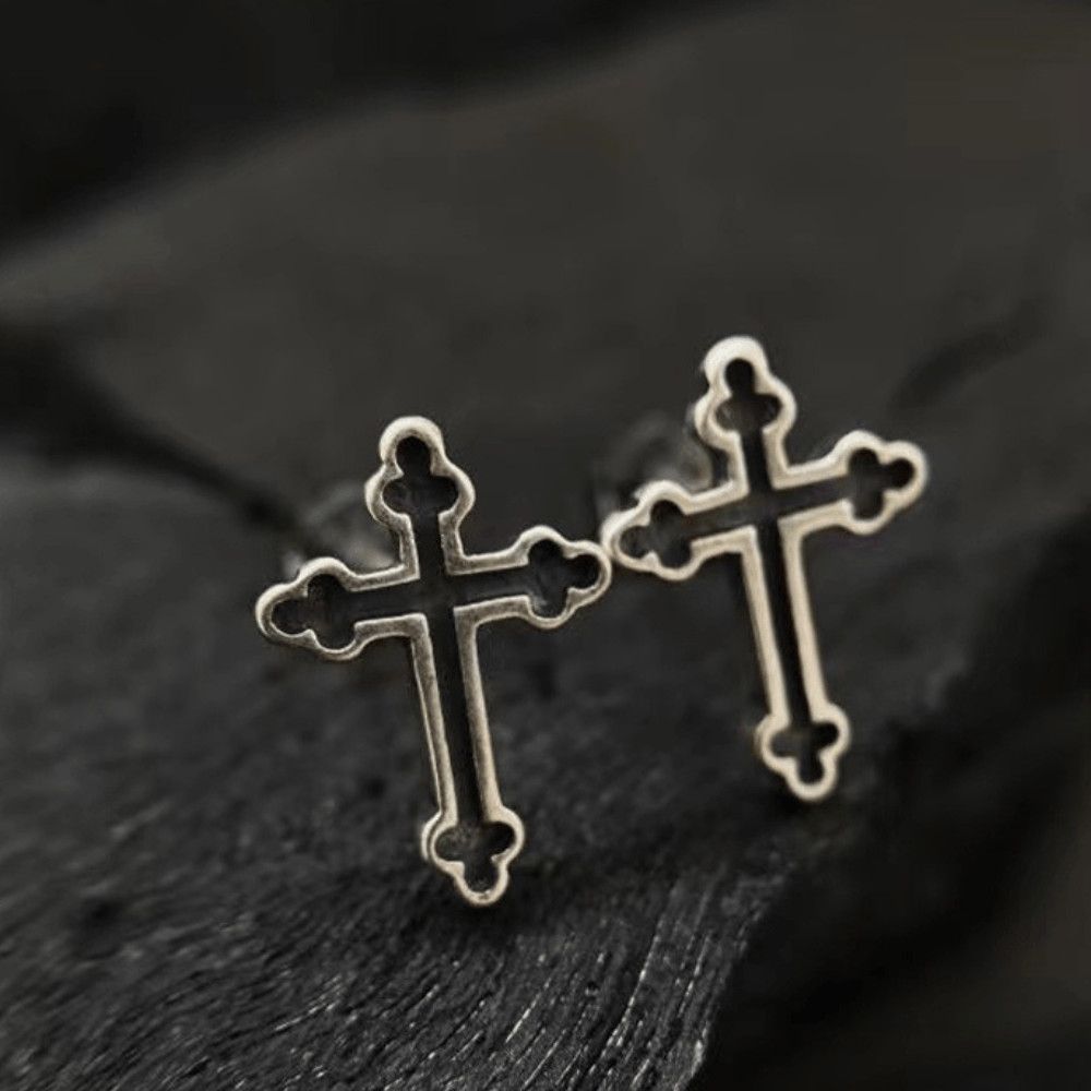 Jewelry Black Cross Stud Earrings Size ONE SIZE - 7 Thumbnail