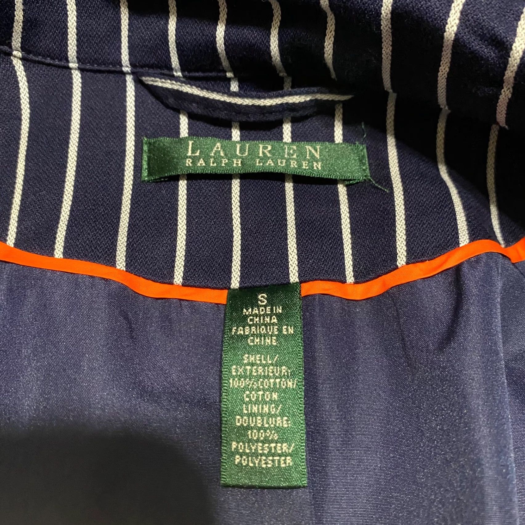 Ralph Lauren Lauren Ralph Lauren Womens Trench Coat Blue Striped Lined Cotton Mid-Length Long Sleeve Small SS Regular Womens - 90s? No, just title. Size S / US 4 / IT 40 - 3 Thumbnail