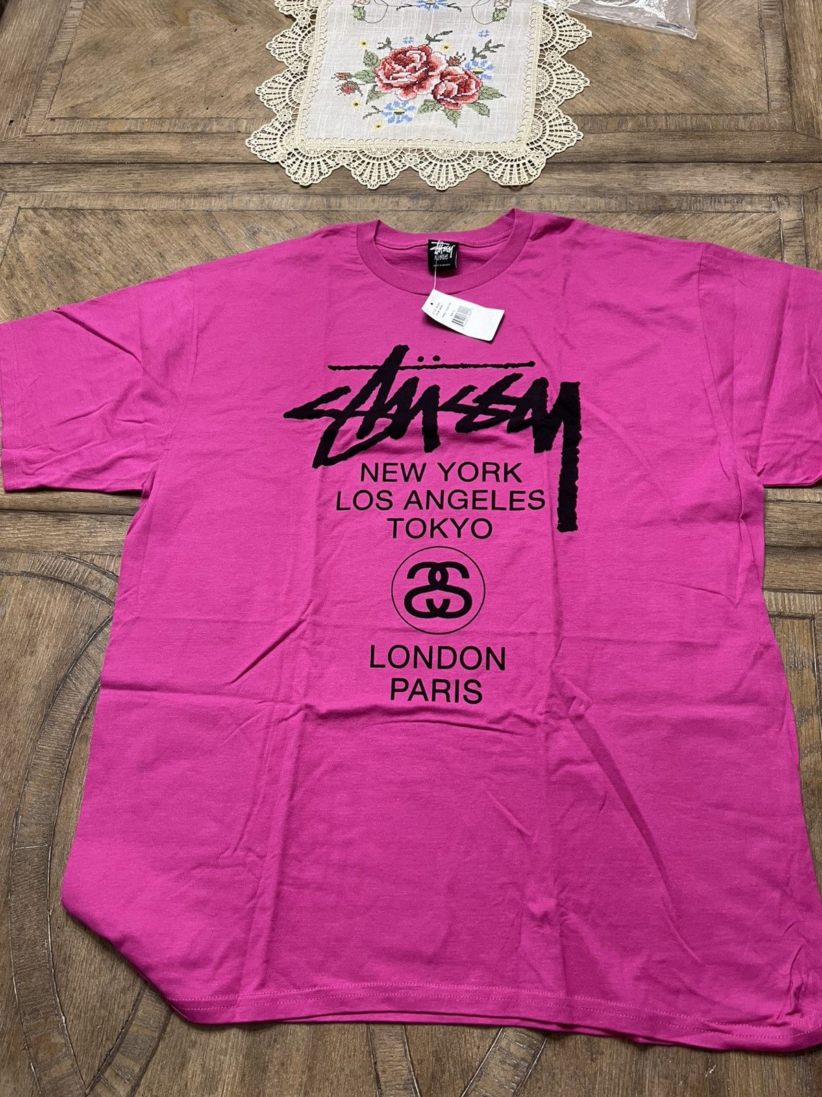Streetwear × Stussy × Vintage Stussy World Tour Tee Shirt Berry 