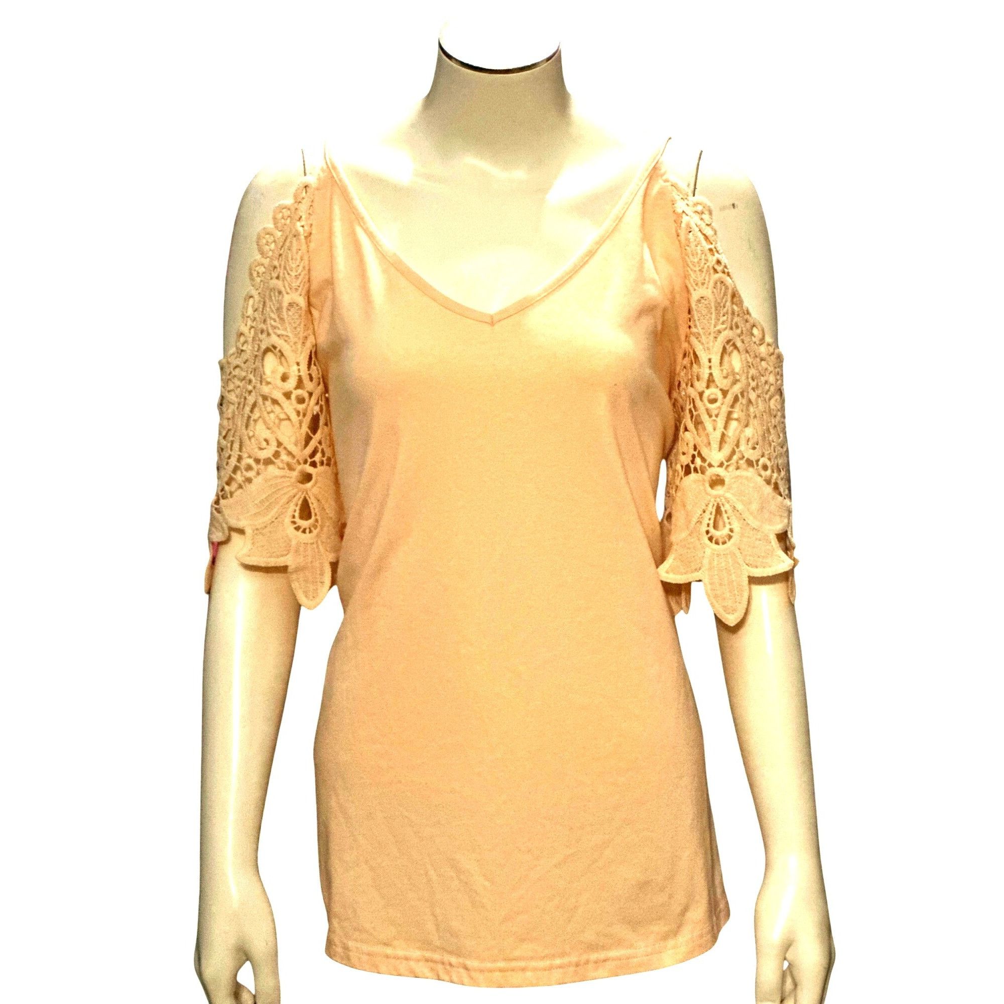 Other CCC TSFDOD Lace Cold Shoulder Blouse With Crochet Sleeves V Size M / US 6-8 / IT 42-44 - 1 Thumbnail