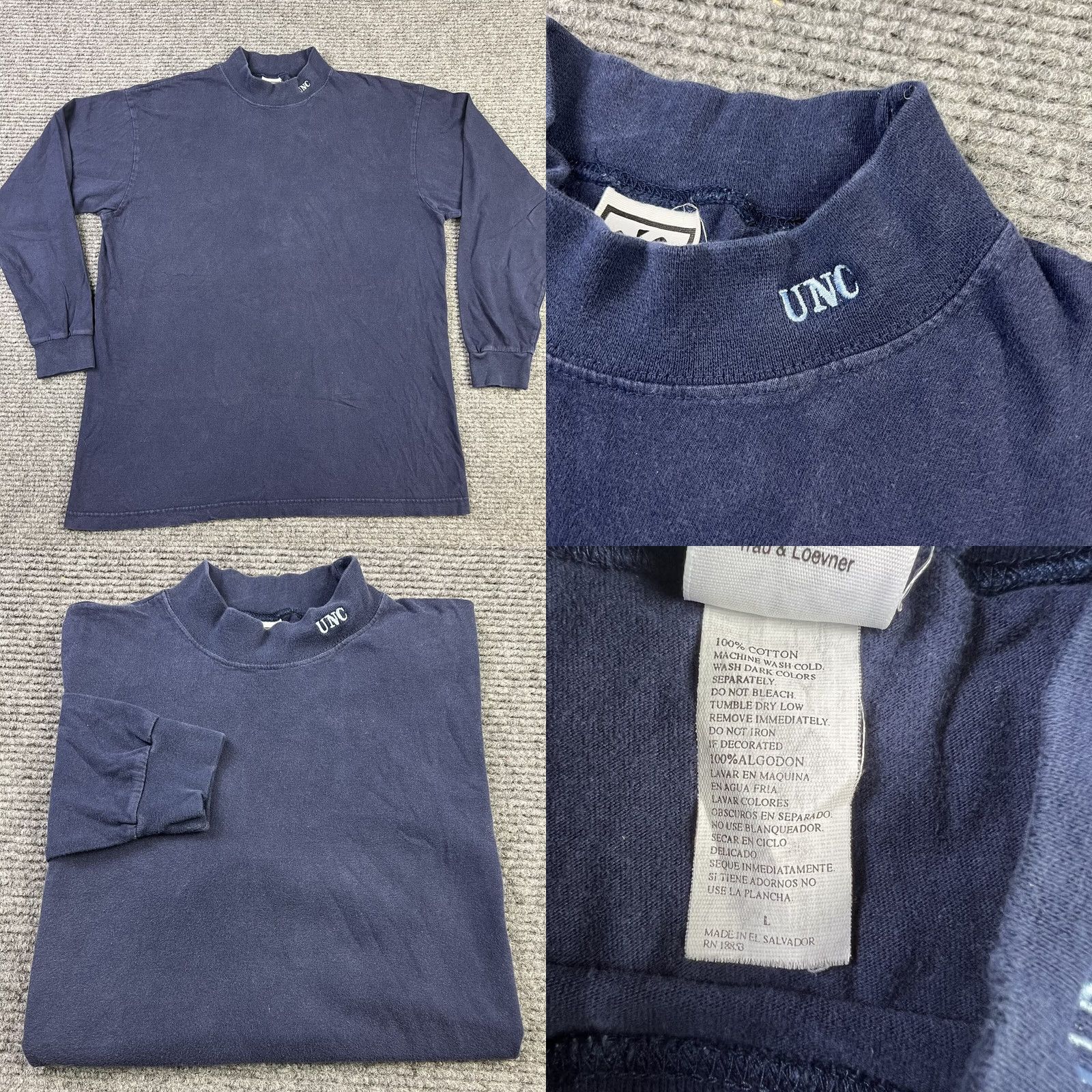 Vintage VINTAGE UNC Embroidered Mockneck Long Sleeve Blue T-Shirt Mens L Size US L / EU 52-54 / 3 - 8 Thumbnail