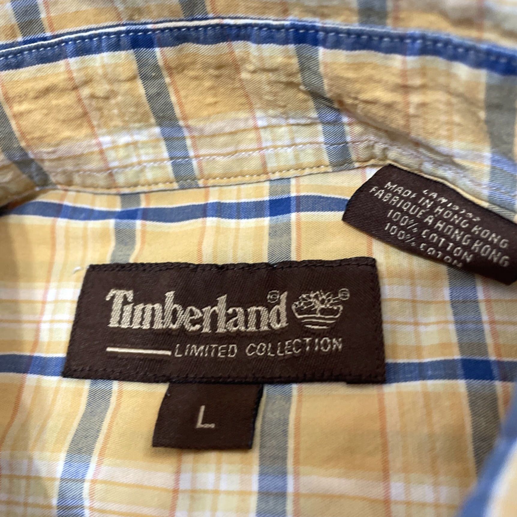 Timberland TIMBERLAND Button-Up Shirt Men L Yellow Blue Plaid Hip Hop Light Collared Shirt Size US L / EU 52-54 / 3 - 7 Thumbnail
