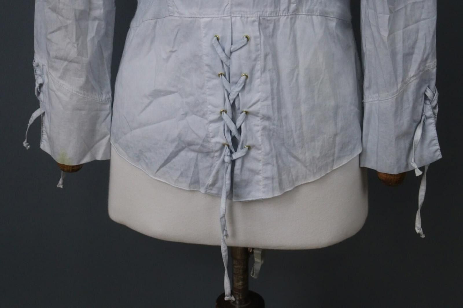Bottega Veneta Bottega Blue Cotton Graphic Print Lace Up Blouse Top Size S Size S / US 4 / IT 40 - 12 Thumbnail