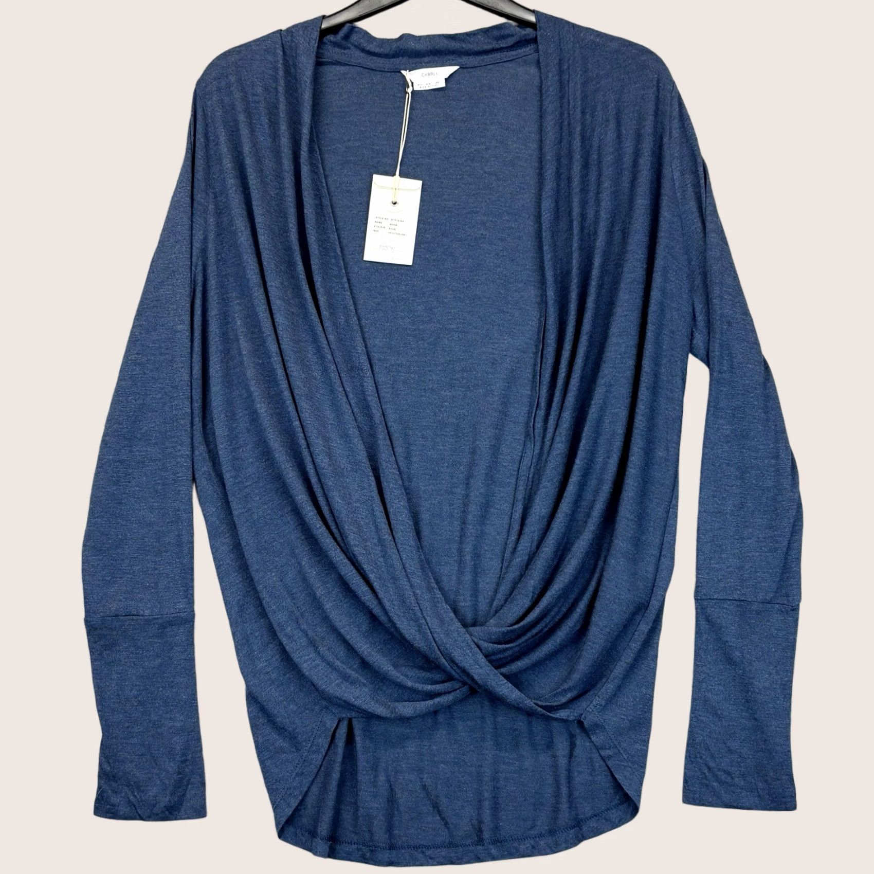 Vintage Charli Wrap Top Shirt Women Blue UK 12 Long Sleeve BNWT Size XL / US 12-14 / IT 48-50 - 1 Thumbnail