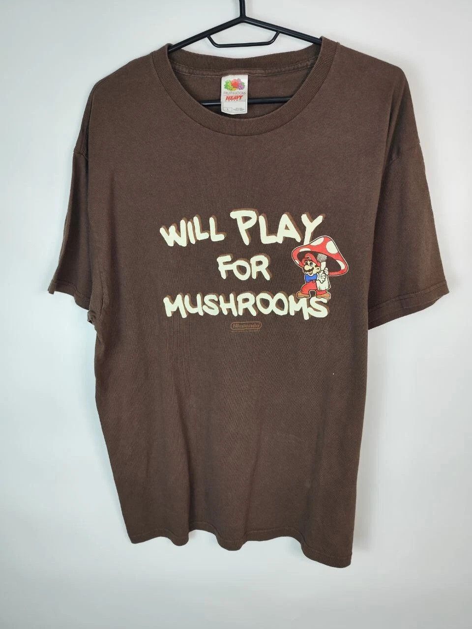Fruit Of The Loom Vintage Super Mario T-Shirt Will Play For Mushrooms Slogan L Size US L / EU 52-54 / 3 - 1 Thumbnail