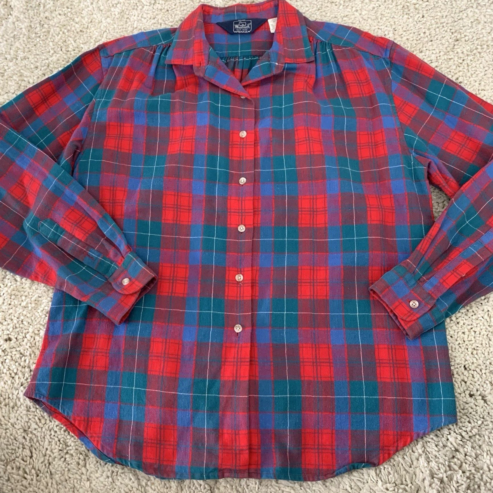 Vintage Woolrich Shirt Womens 14 Plaid Flannel Long Sleeve Button Up Red Pockets Size XL / US 12-14 / IT 48-50 - 6 Thumbnail