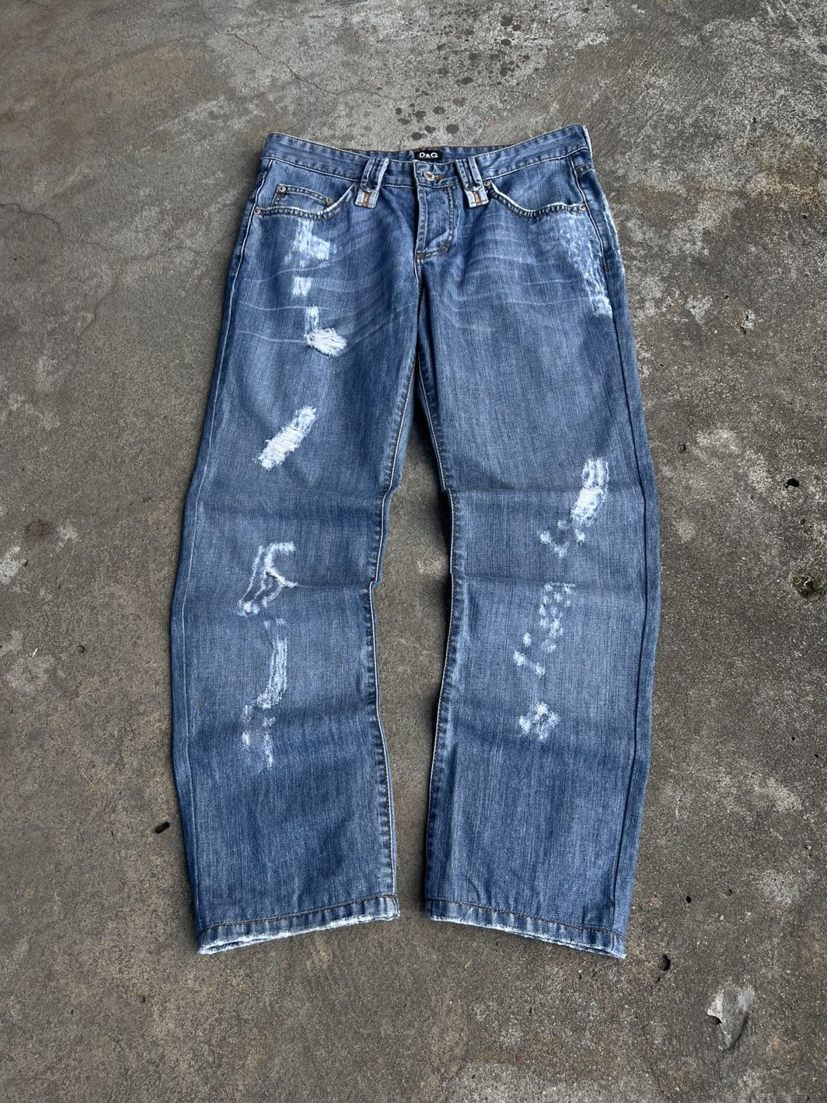 Dolce & Gabbana Crazy Vintage Dolce Gabbana Distressed Jeans Y2k Big Logo Size US 32 / EU 48 - 4 Thumbnail