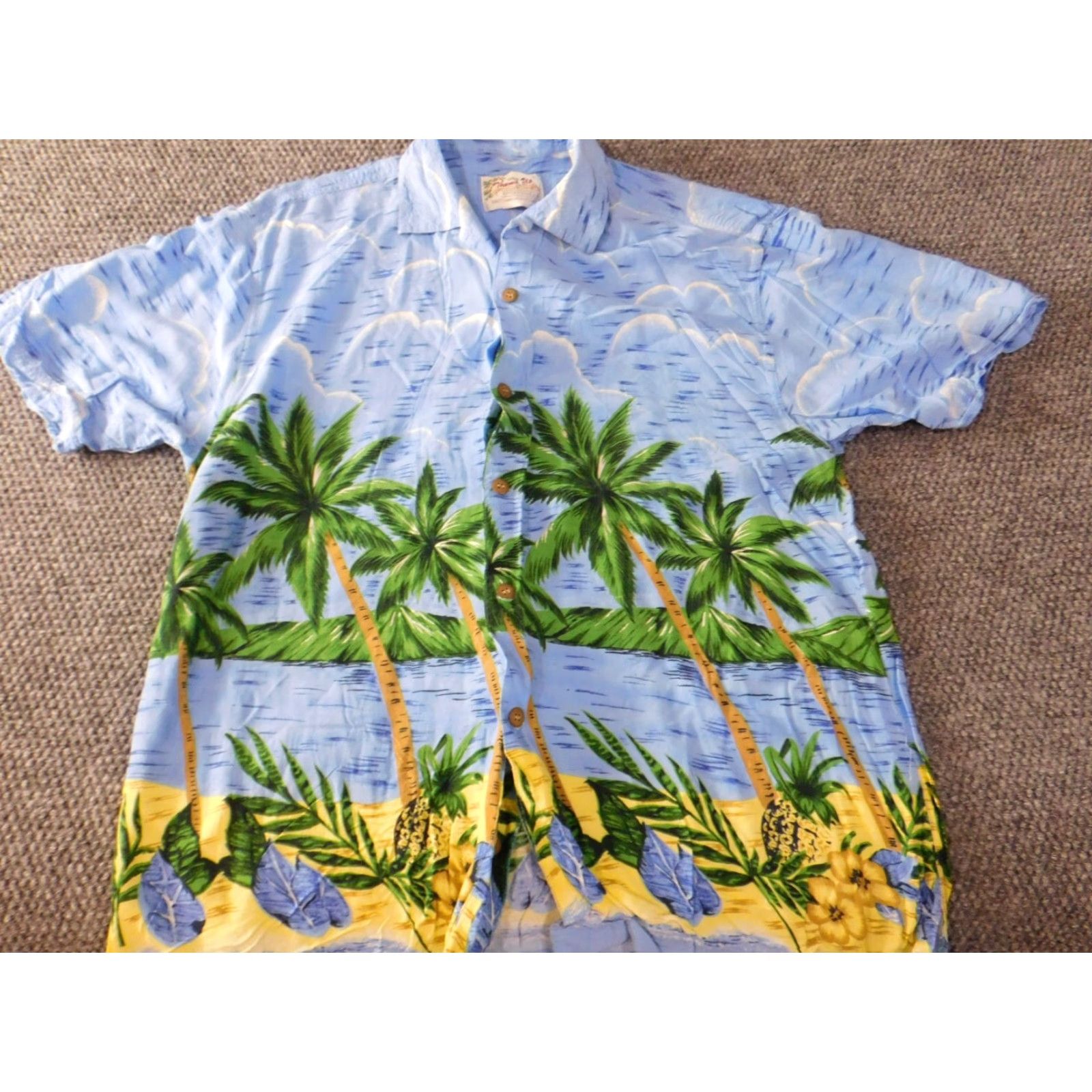 Vintage VINTAGE Thumbs Up Hawaiian Shirt Mens XL Blue Floral Button Up Size US XL / EU 56 / 4 - 2 Thumbnail