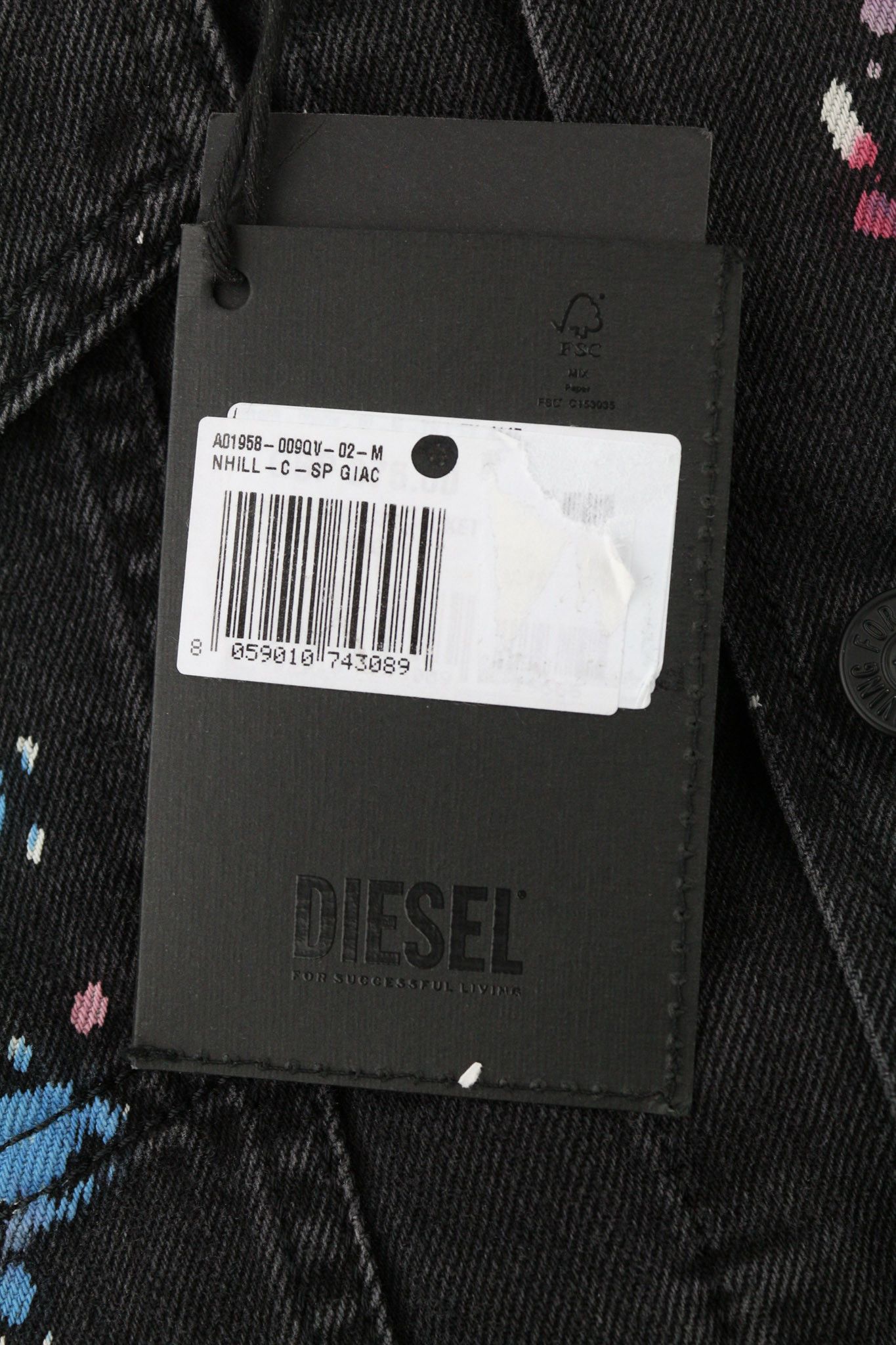 Diesel NHILL-C-SP M Black Denim Trucker Polo Neck Jacket 81751 Size US M / EU 48-50 / 2 - 6 Thumbnail
