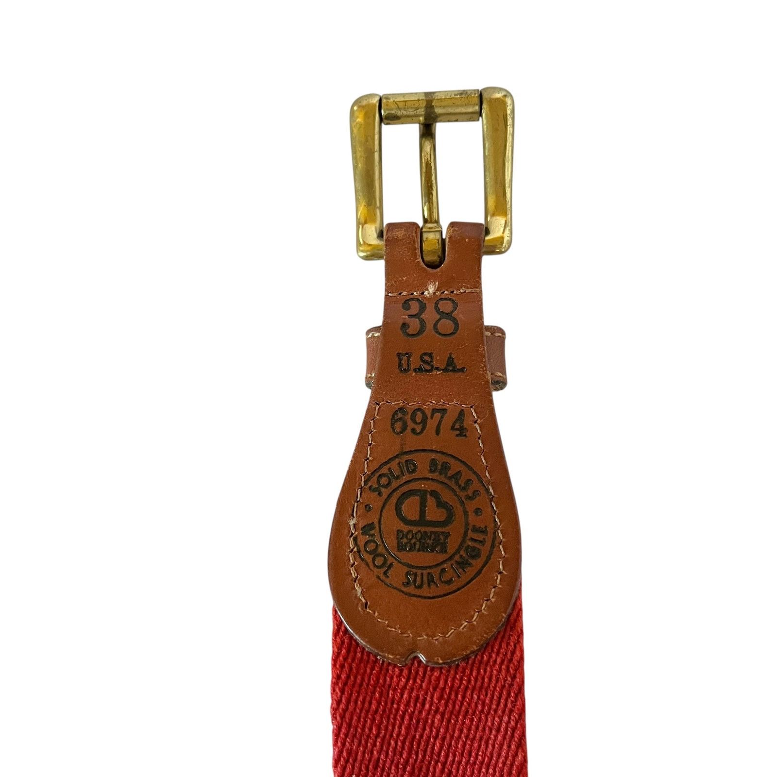 Dooney & Bourke × Vintage Dooney & Bourke Vintage Leather Red Wool Surcingle Belt Size 38 - 2 Thumbnail