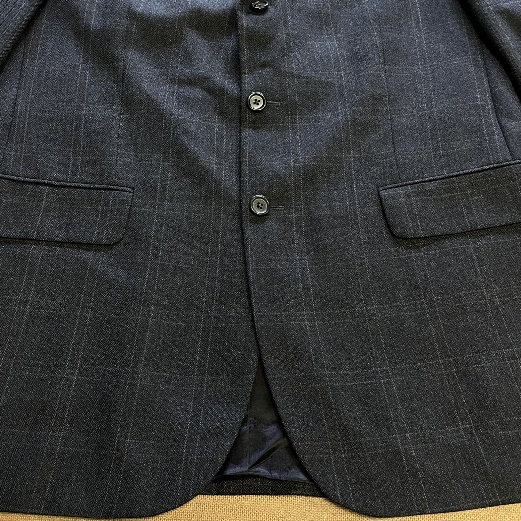 Vintage Sagewood Blazer Mens 43R Gray Plaid Wool Super 100s Sport Coat Made In Canada Size 46R - 3 Thumbnail