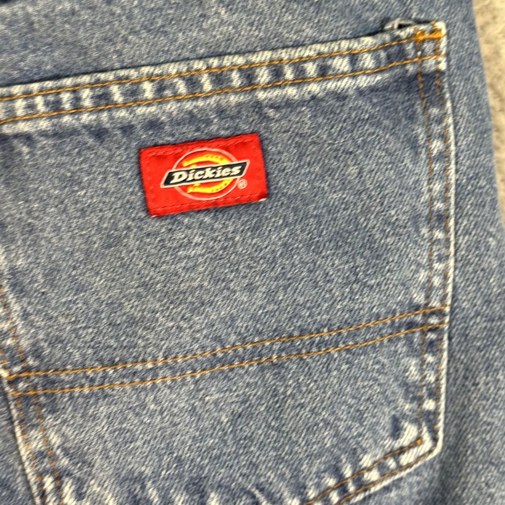 Dickies Dickies Jeans Mens 40x32 Blue Denim Relaxed Fit Straight Leg Workwear 5-Pocket Logo Zipper Button Dickies Industrial Work Jeans Mens 40 XS? Size US 40 / EU 56 - 3 Thumbnail