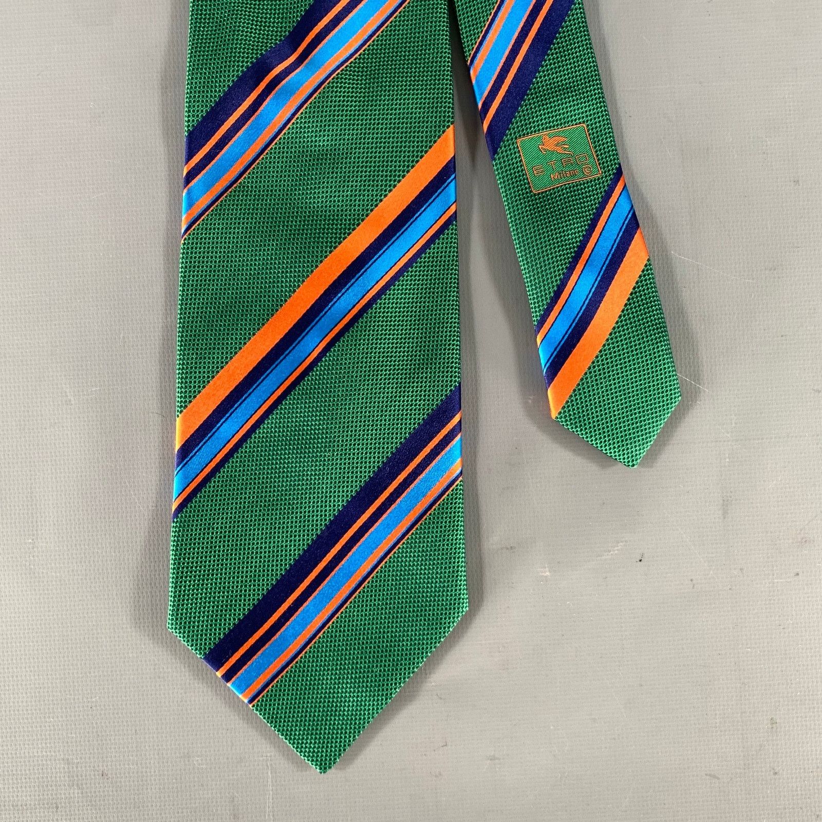 Etro ETRO Green Orange & Blue Stripe Silk Tie Size ONE SIZE - 1 Thumbnail
