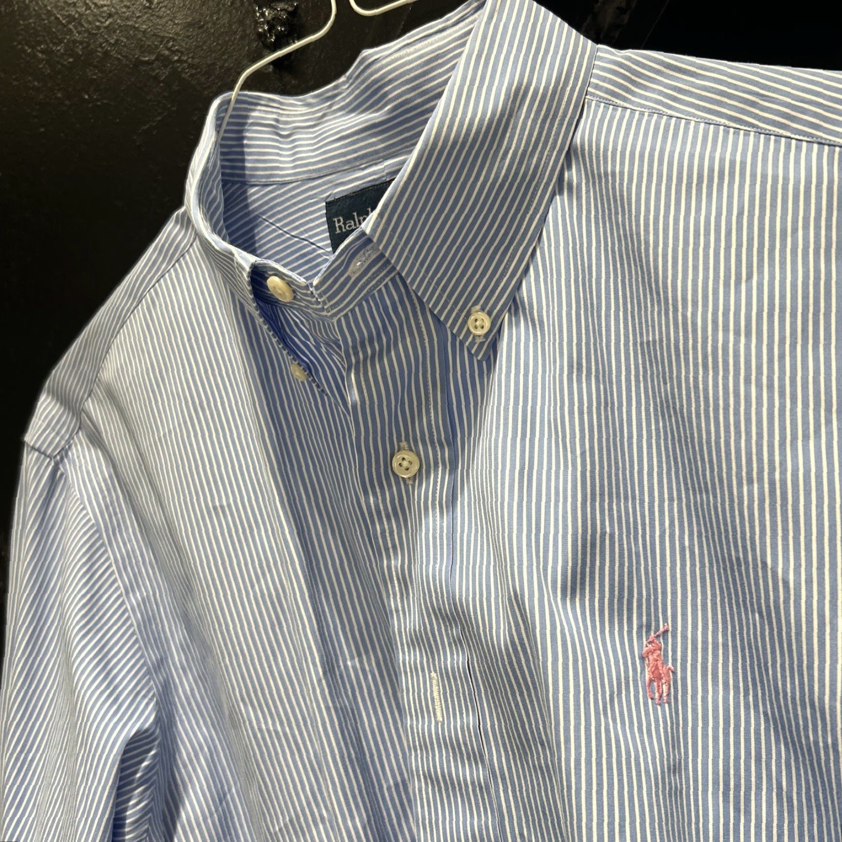 Ralph Lauren ralph lauren Men's Blue Stripe Shirt Polo 16.5 Oxford Classic Fit Size US XL / EU 56 / 4 - 7 Thumbnail