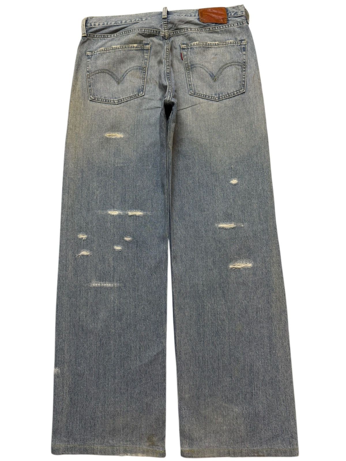 Levi's Vintage 90s Levis 503 Blue Faded Wash Ripped Wide Leg Baggy Size US 34 / EU 50 - 2 Thumbnail